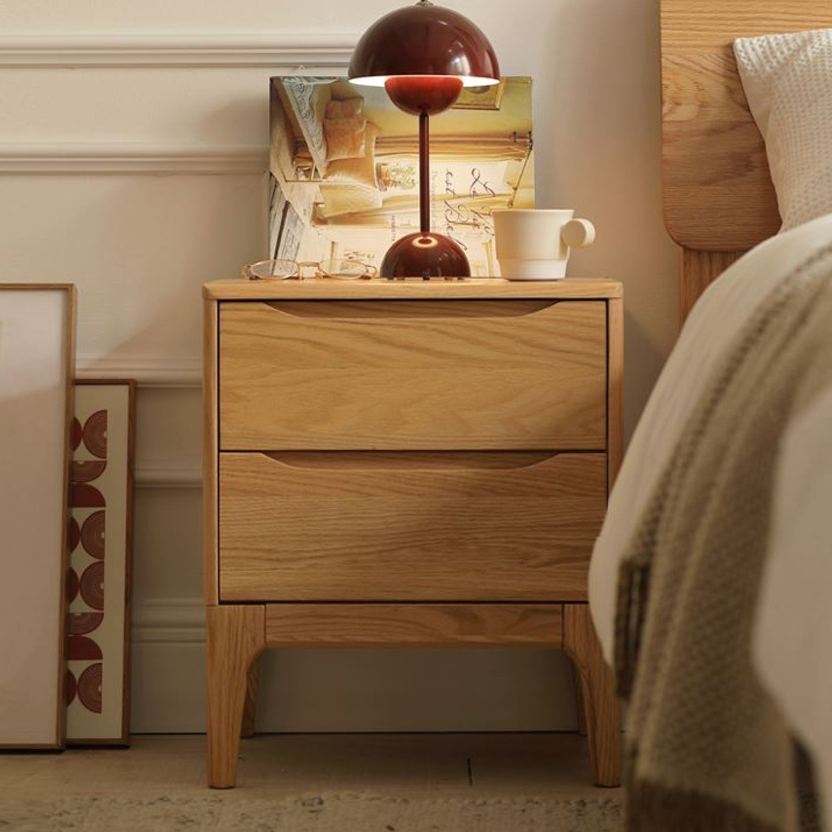 Berlin Natural Solid Oak Bedside Table gallery detail image