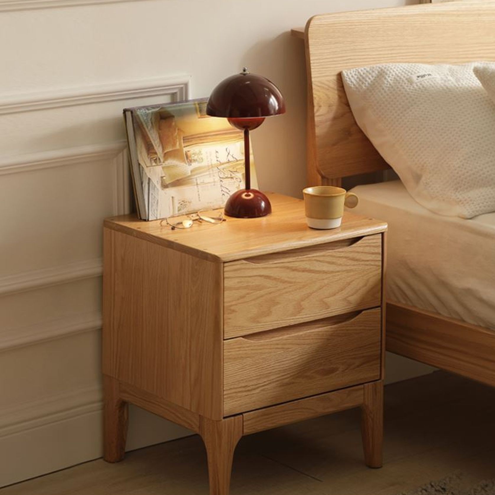 Berlin Natural Solid Oak Bedside Table gallery detail image