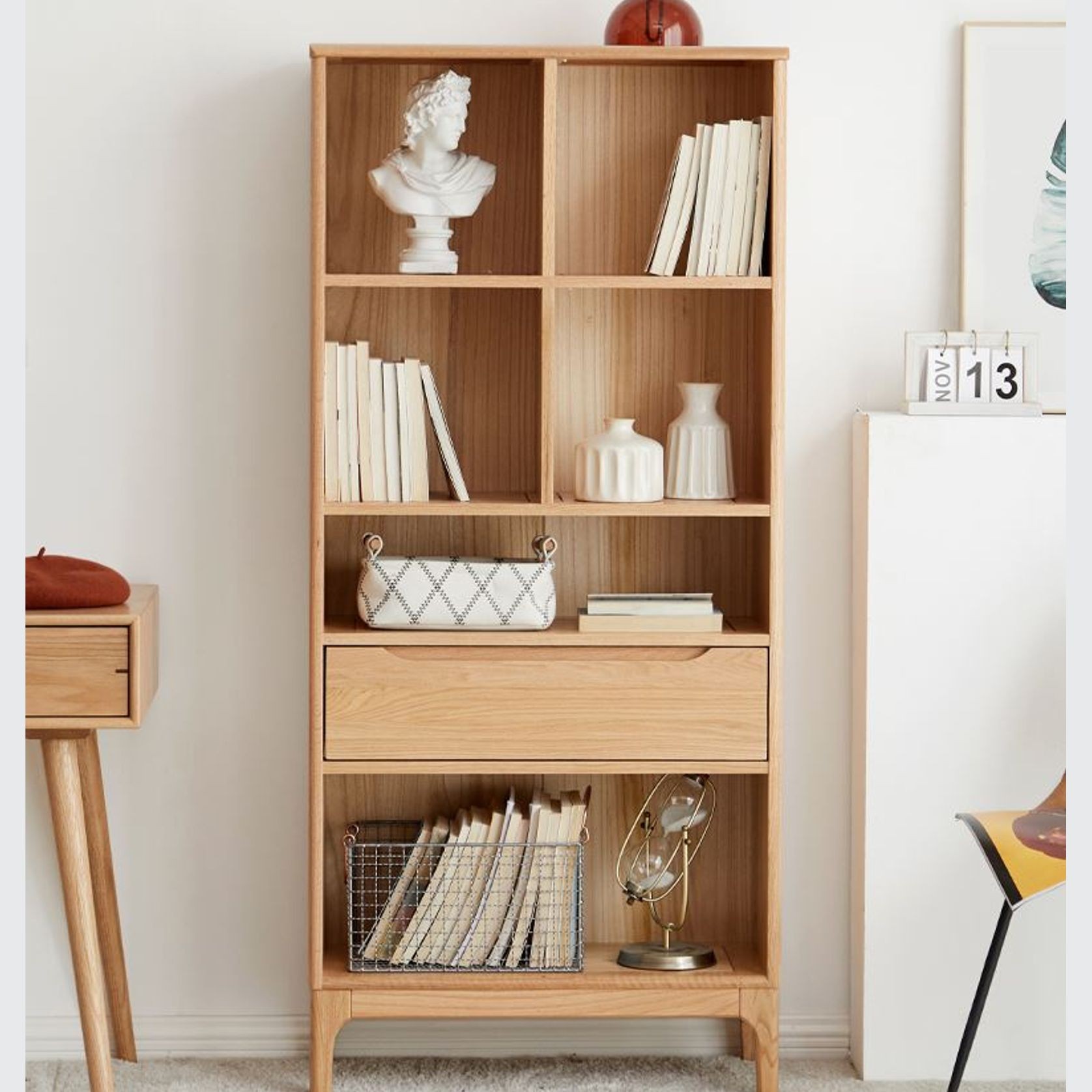 Berlin Natural Solid Oak Bookcase gallery detail image