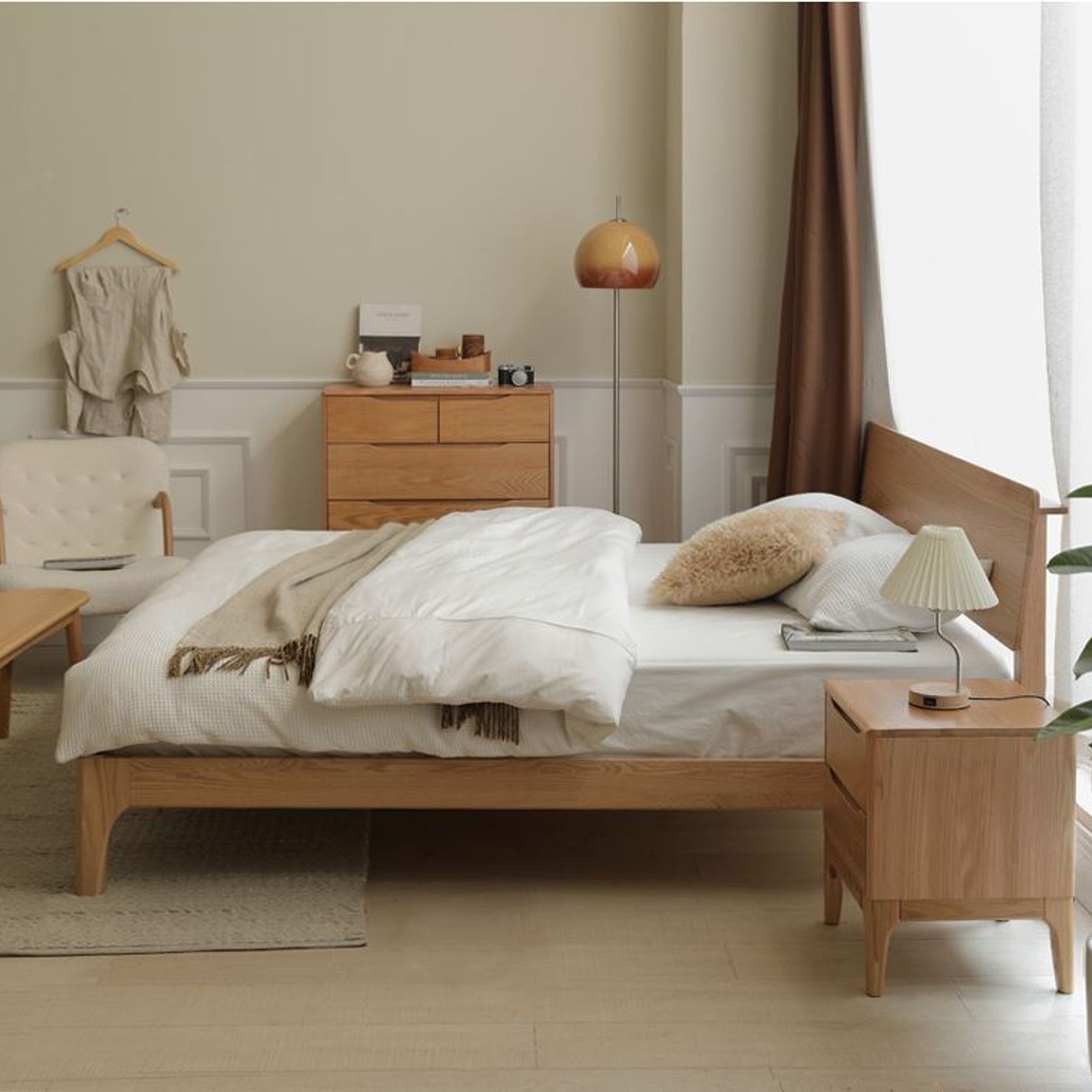 Berlin Natural Solid Oak Bed Frame gallery detail image