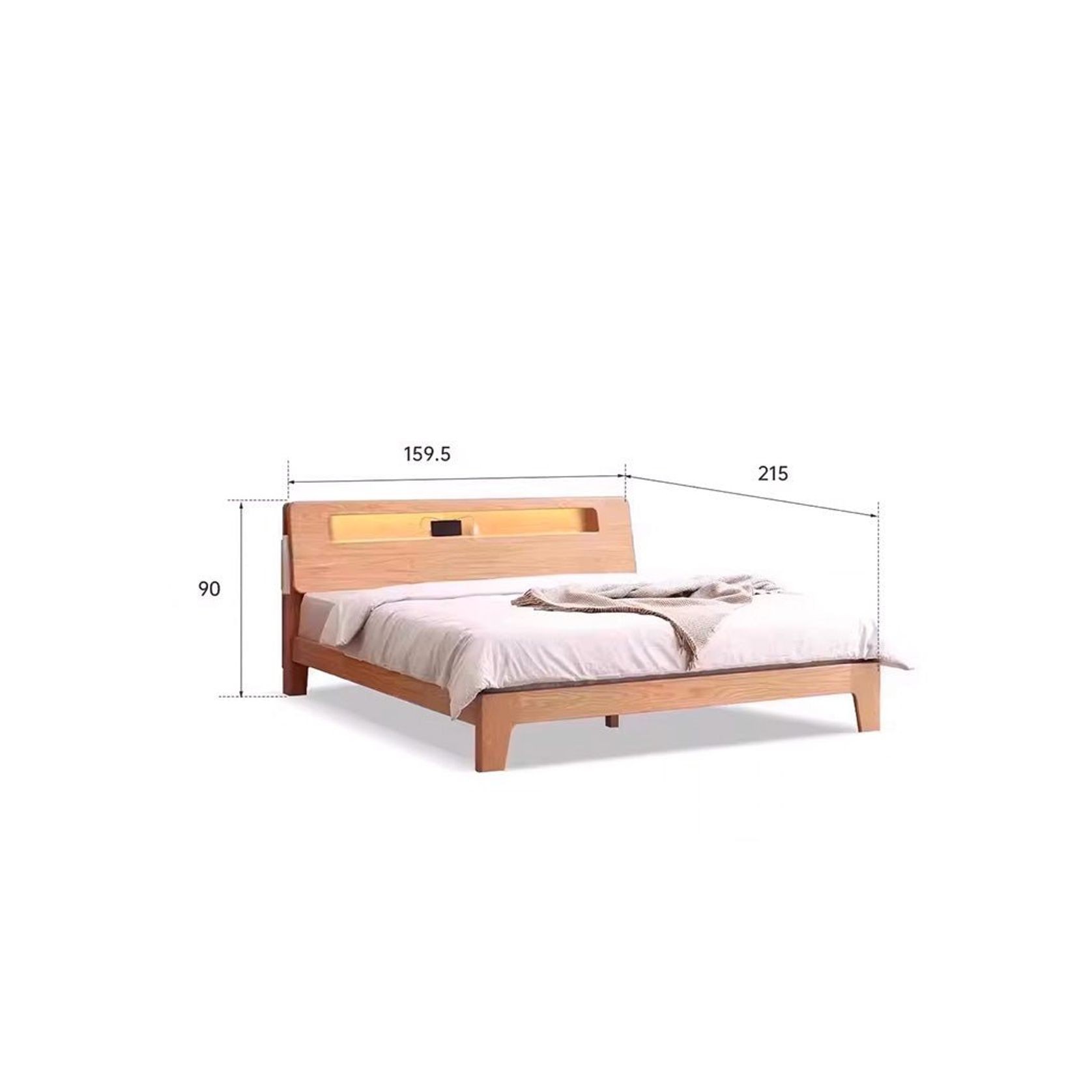 Bervas Natural Solid Oak Bed Frame gallery detail image