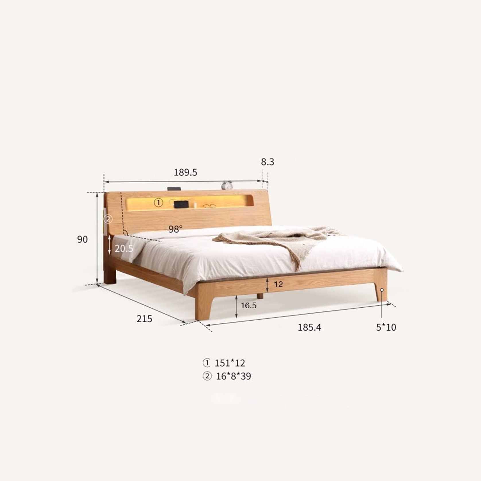 Bervas Natural Solid Oak Bed Frame gallery detail image