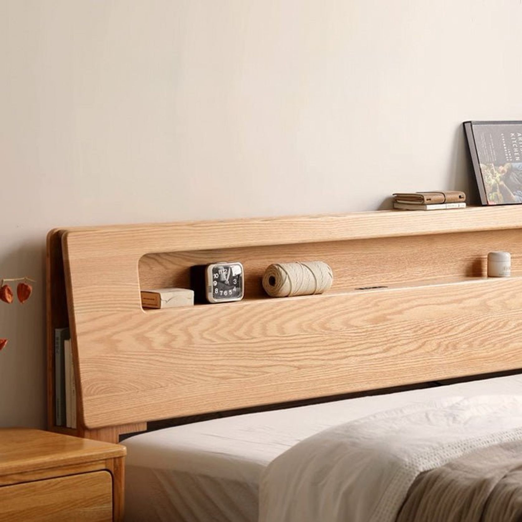 Bervas Natural Solid Oak Bed Frame gallery detail image