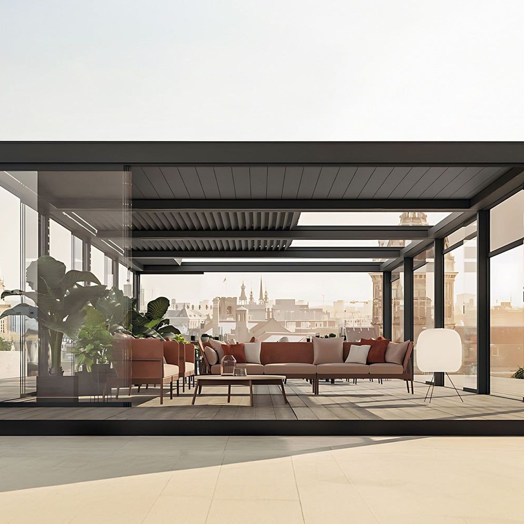 Mediterranean Motorised Retractable Louvre Roof System gallery detail image