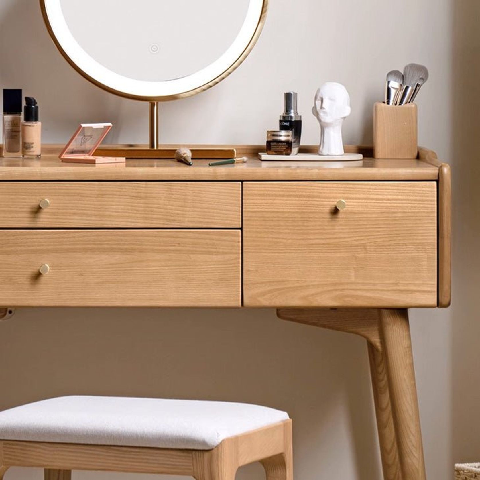 Beverley Natural Solid Ash Dressing Table gallery detail image
