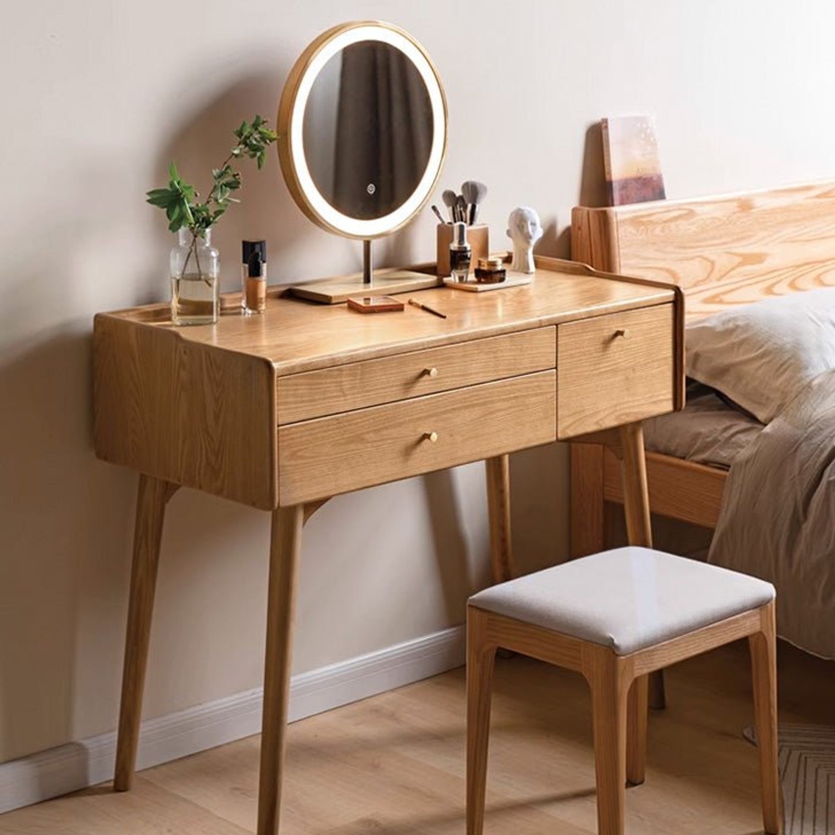 Beverley Natural Solid Ash Dressing Table gallery detail image