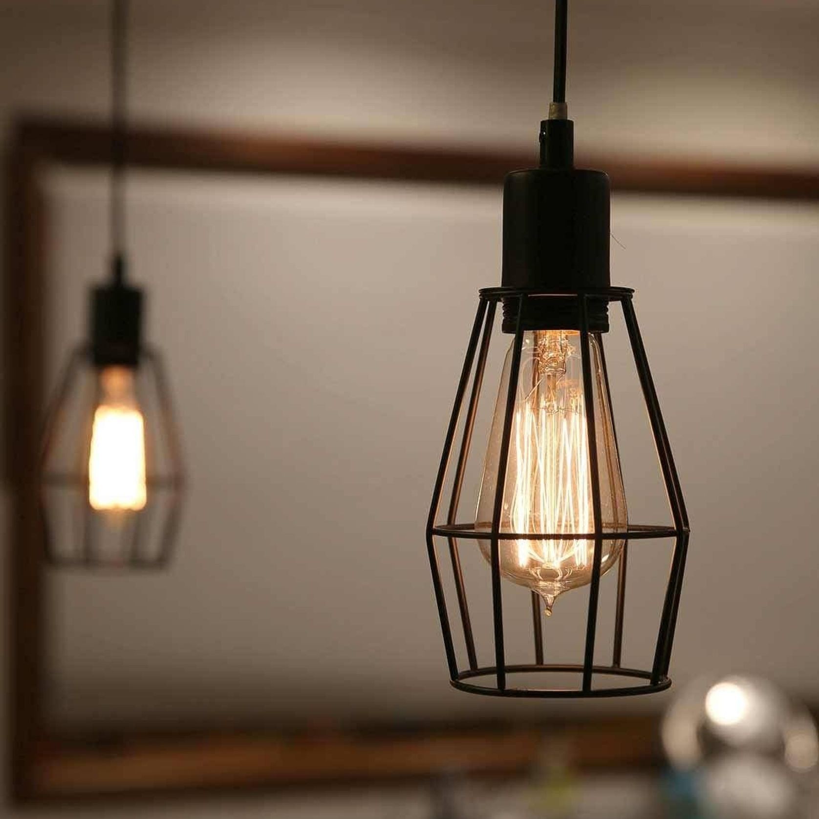 Industrial Cage Light - Black gallery detail image