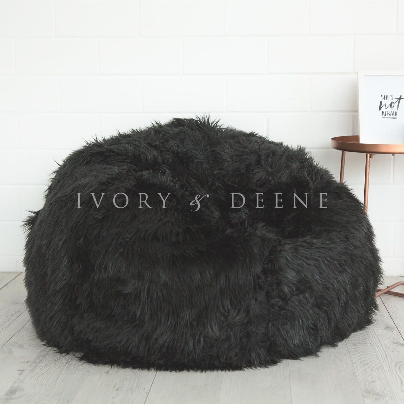 Lush Fur Bean Bag - Black gallery detail image