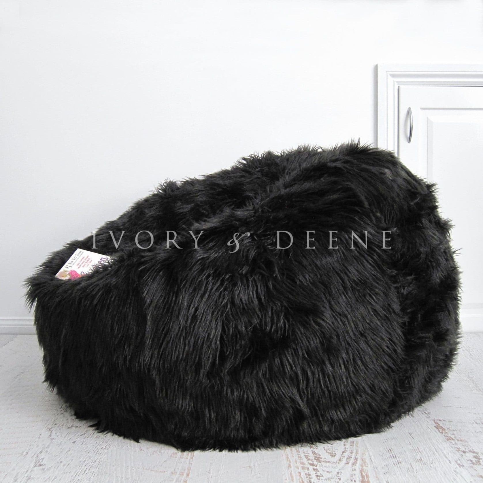 Lush Fur Bean Bag - Black gallery detail image