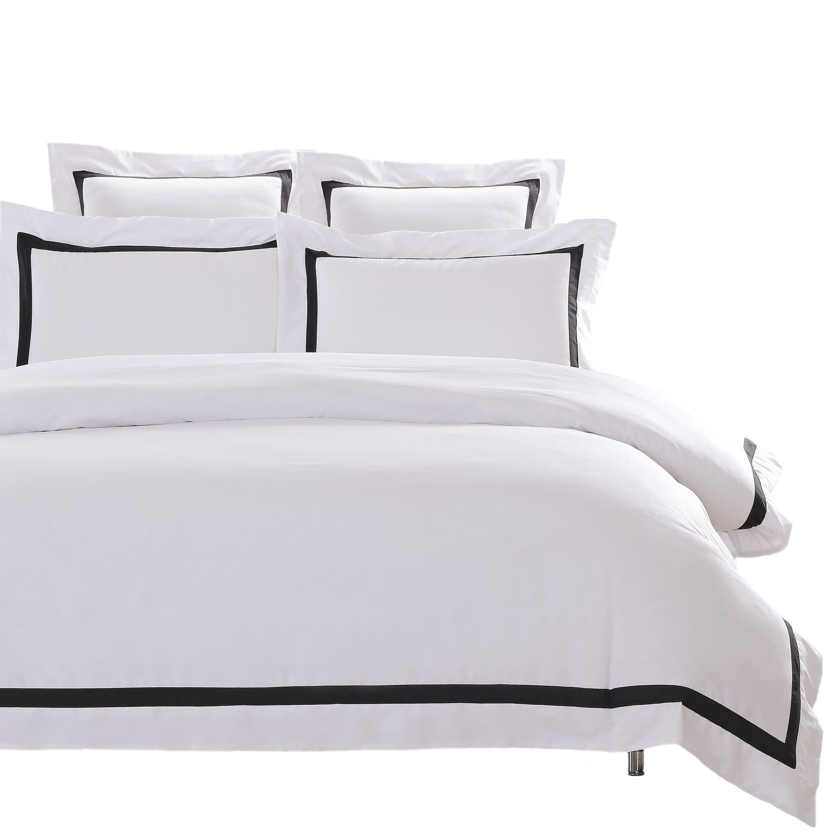 Ava Collection White Quilt Cover Set - Black Trim gallery detail image