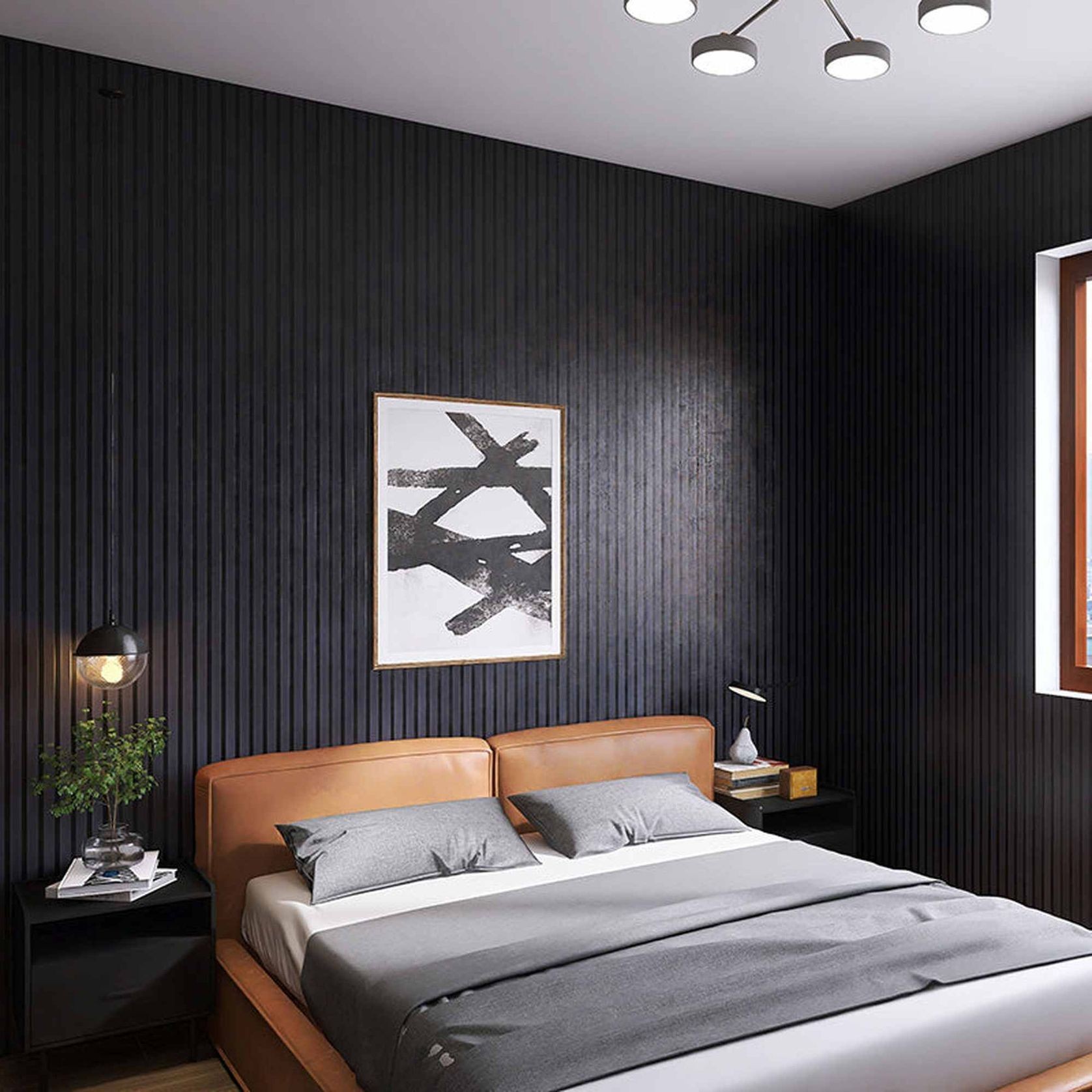 WOODFLEX Flexible Acoustic Wood Slat Wall Panel - Black Coated - 3000mm x 600mm gallery detail image