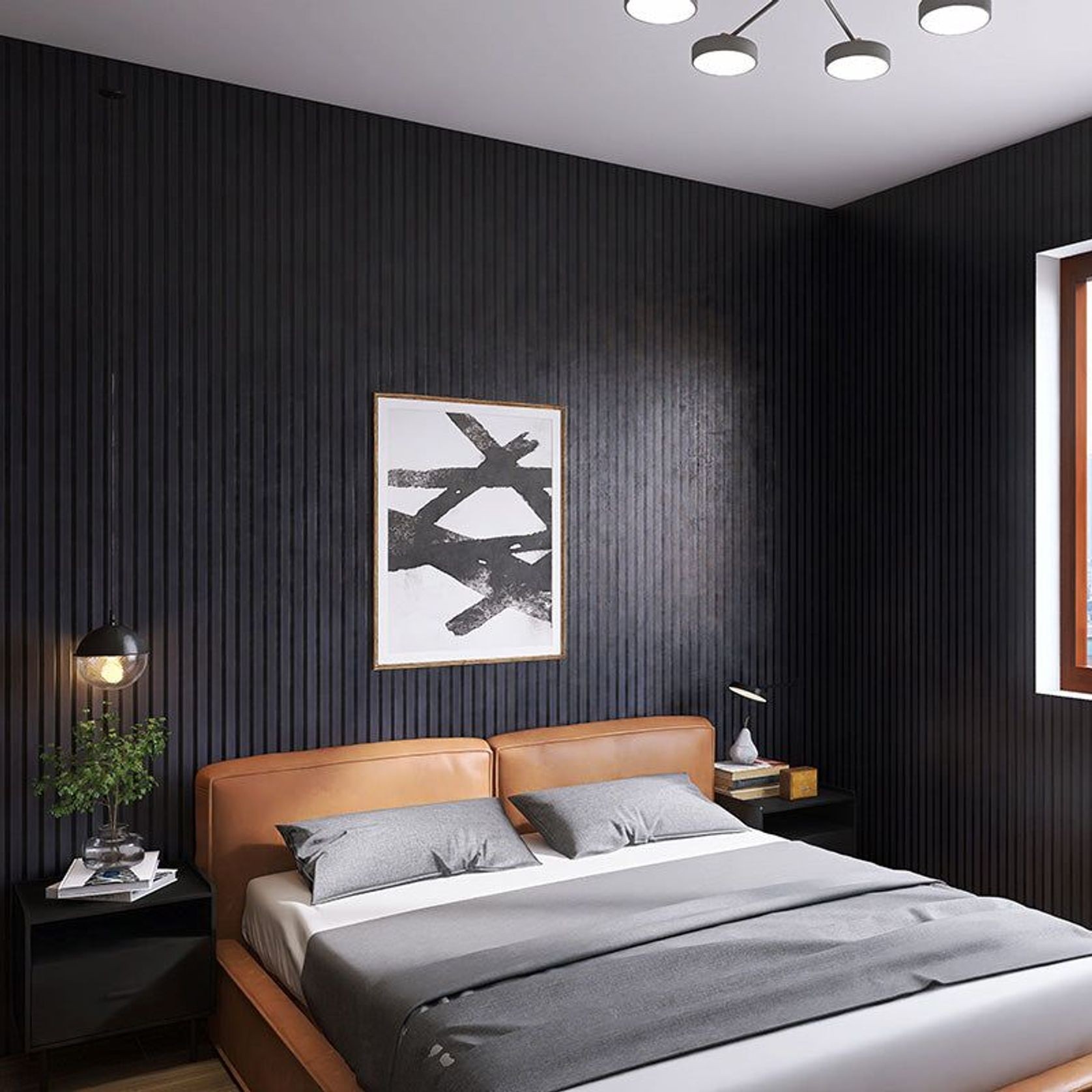 WOODFLEX Flexible Acoustic Wood Slat Wall Panel, Black Veneer - 2700mm x 600mm gallery detail image