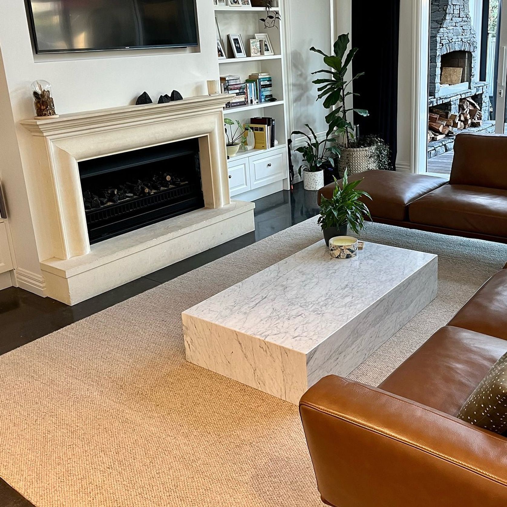 Block Coffee Table - Carrara Marble gallery detail image