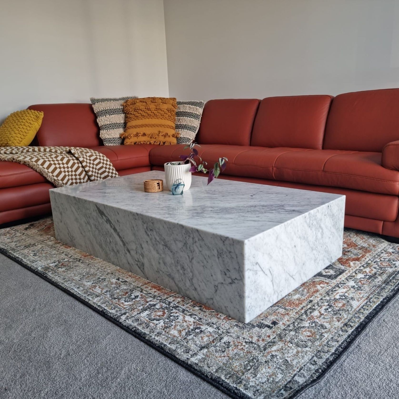 Block Coffee Table - Carrara Marble gallery detail image