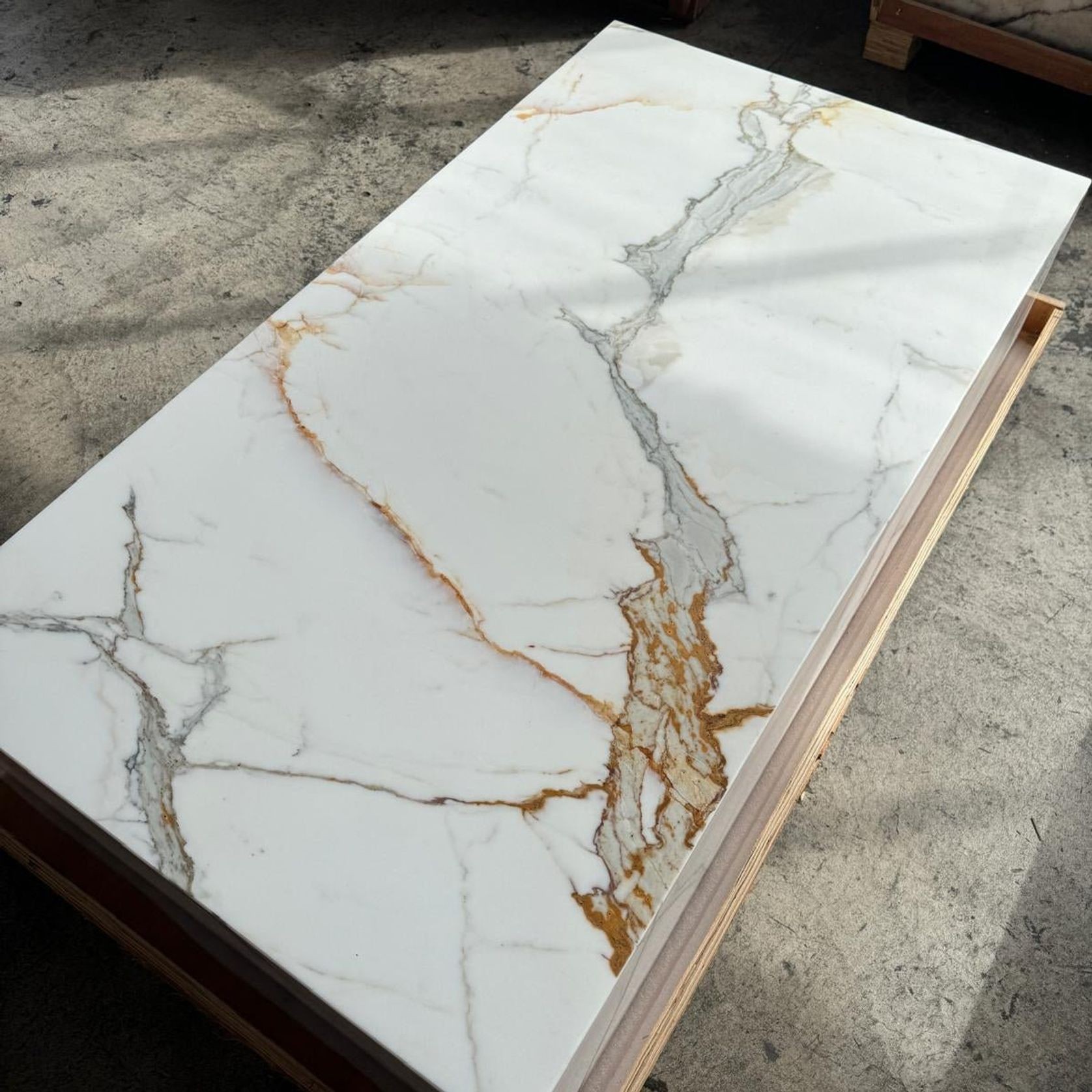Block Coffee Table - Gold Calacatta Marble gallery detail image