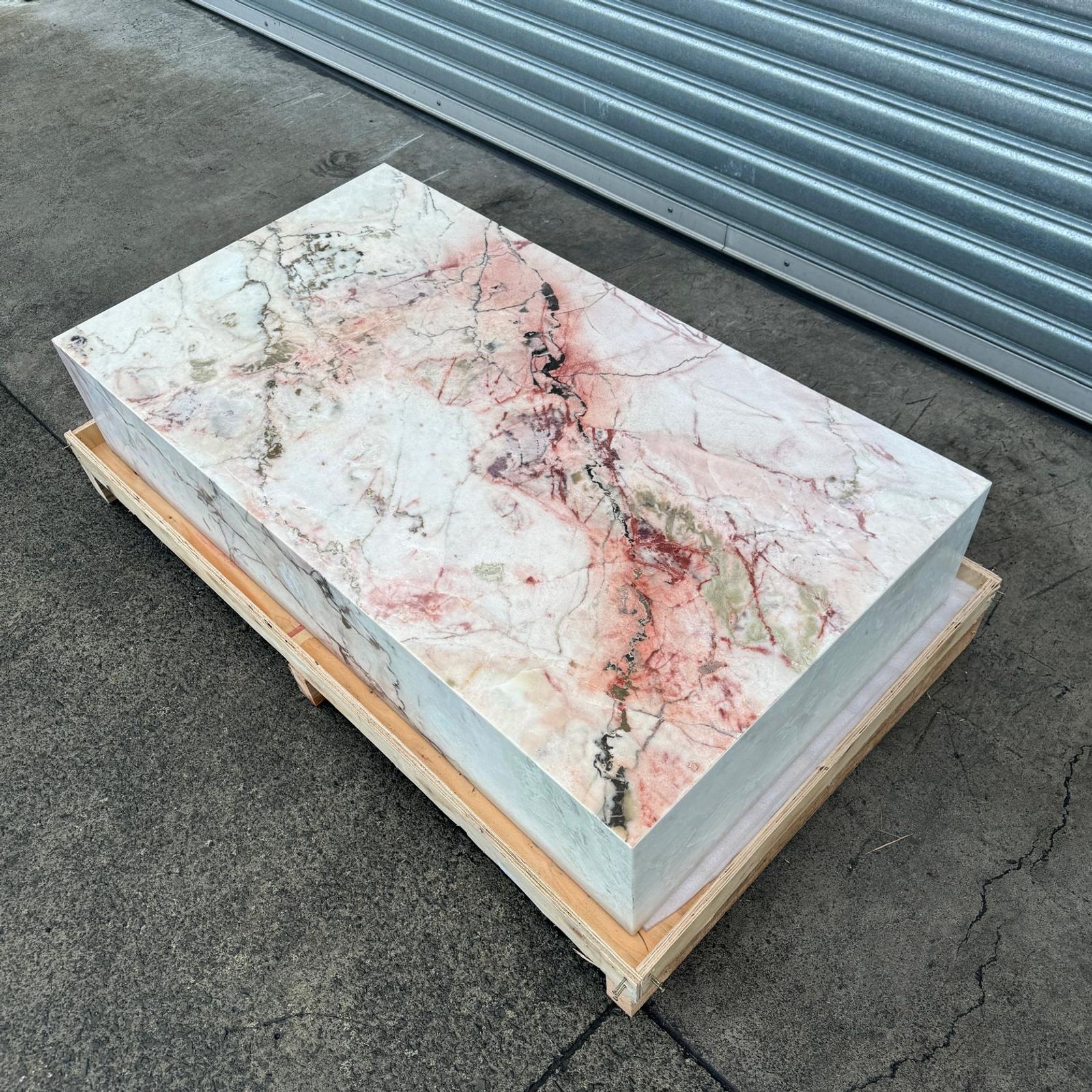 Block Coffee Table - Peach Pink Rose Marble gallery detail image