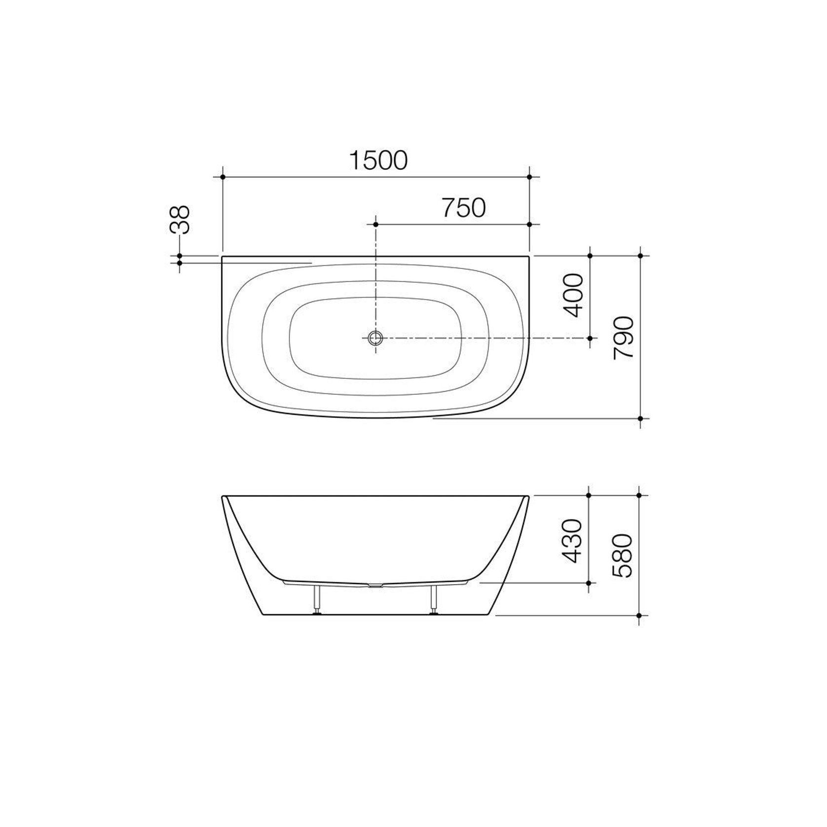 Caroma Contura II 1500mm Back to Wall Freestanding Bath - Matte Clay gallery detail image