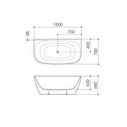 Caroma Contura II 1500mm Back to Wall Freestanding Bath - Matte Clay gallery detail image
