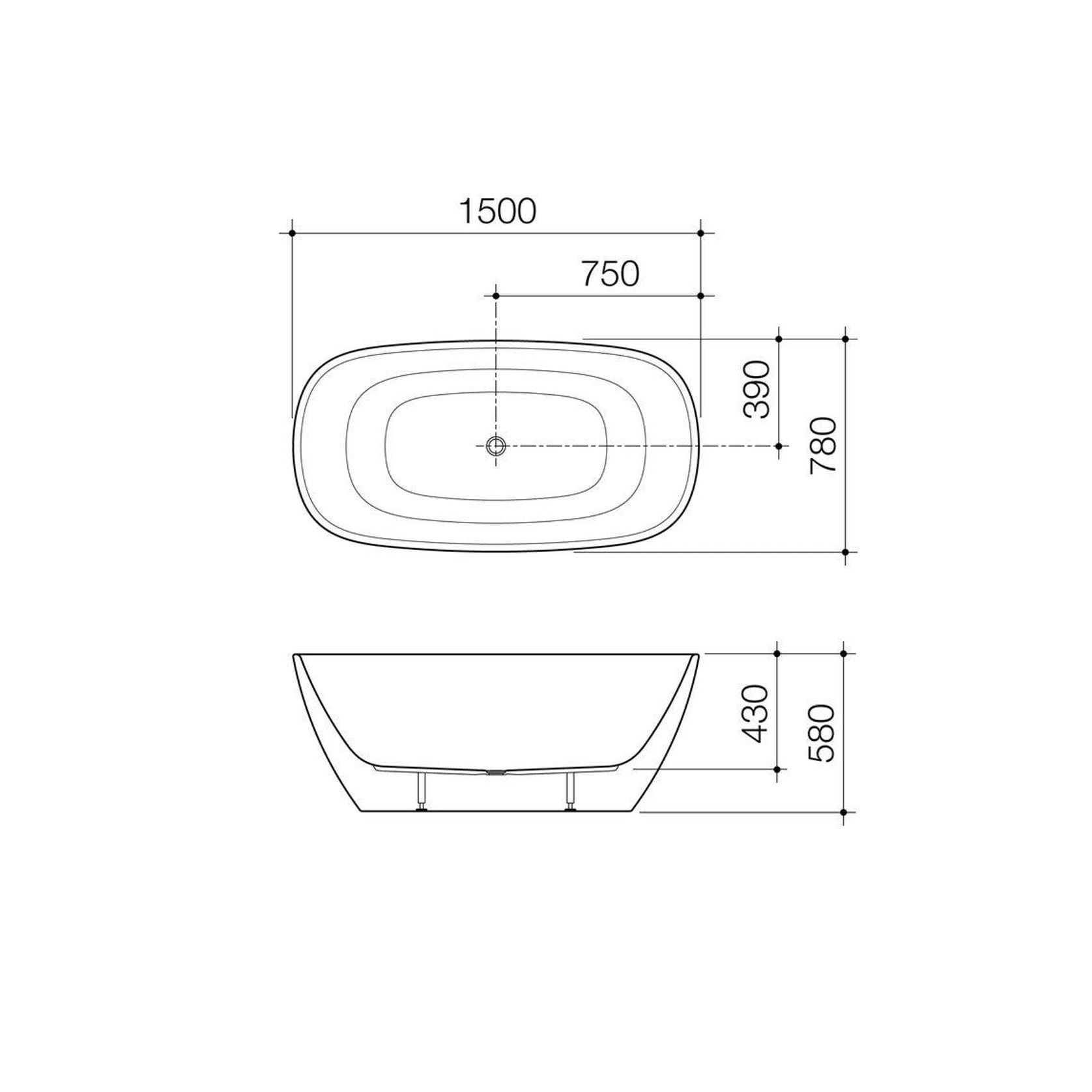 Caroma Contura II 1500mm Freestanding Bath - Matte Clay gallery detail image
