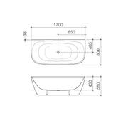Caroma Contura II 1700mm Back to Wall Freestanding Bath - Matte Clay gallery detail image