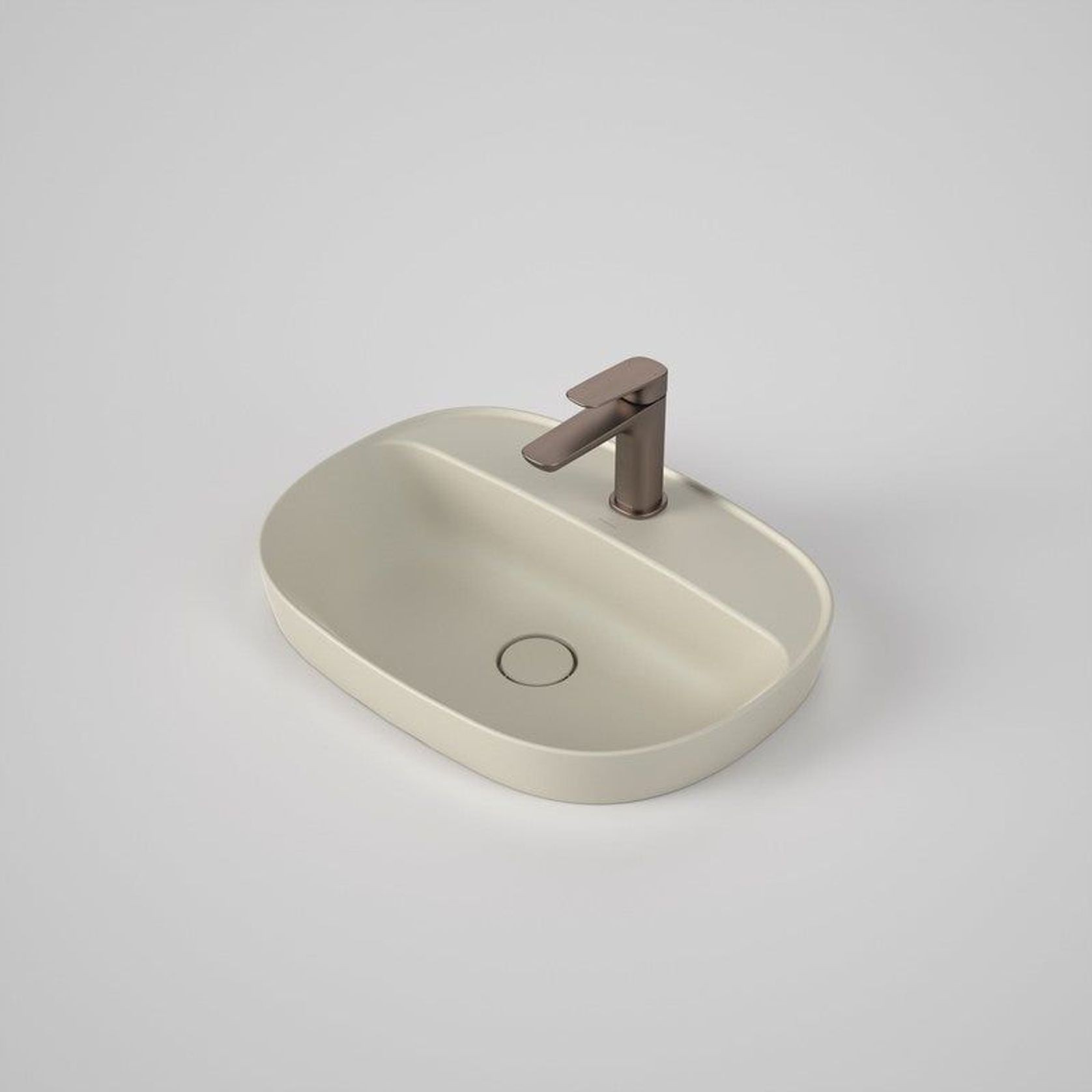 Caroma Contura II 530mm Inset Basin with Tap Landing (1 Tap Hole) - Matte Clay gallery detail image