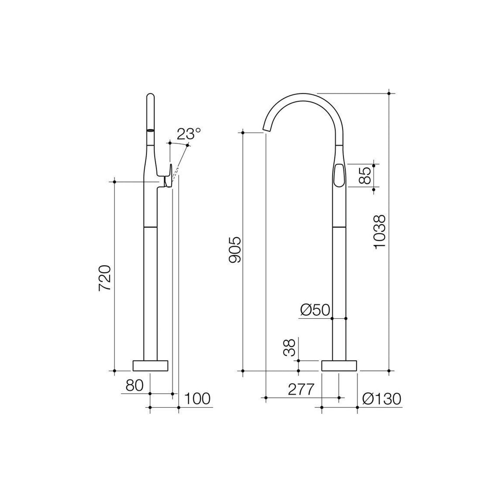 Caroma Contura II Freestanding Bath Filler - Brushed Bronze gallery detail image