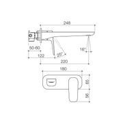 Caroma Contura II Wall Basin/Bath Mixer 220mm - Brushed Bronze gallery detail image