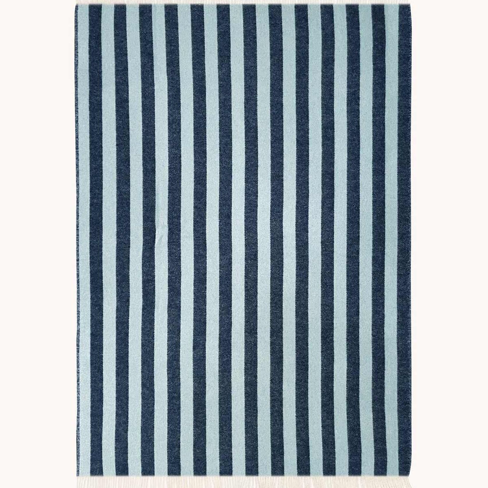 Maison Deux Candy Wrap - Navy Ice Blue | Large Reversible Wool Throw gallery detail image
