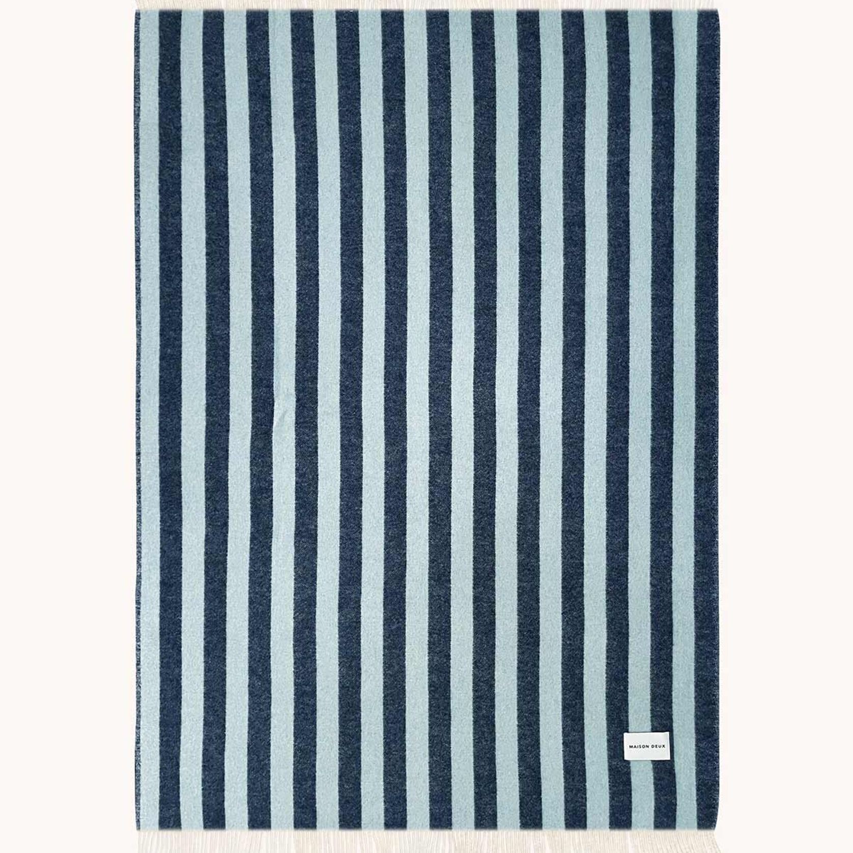 Maison Deux Candy Wrap - Navy Ice Blue | Large Reversible Wool Throw gallery detail image