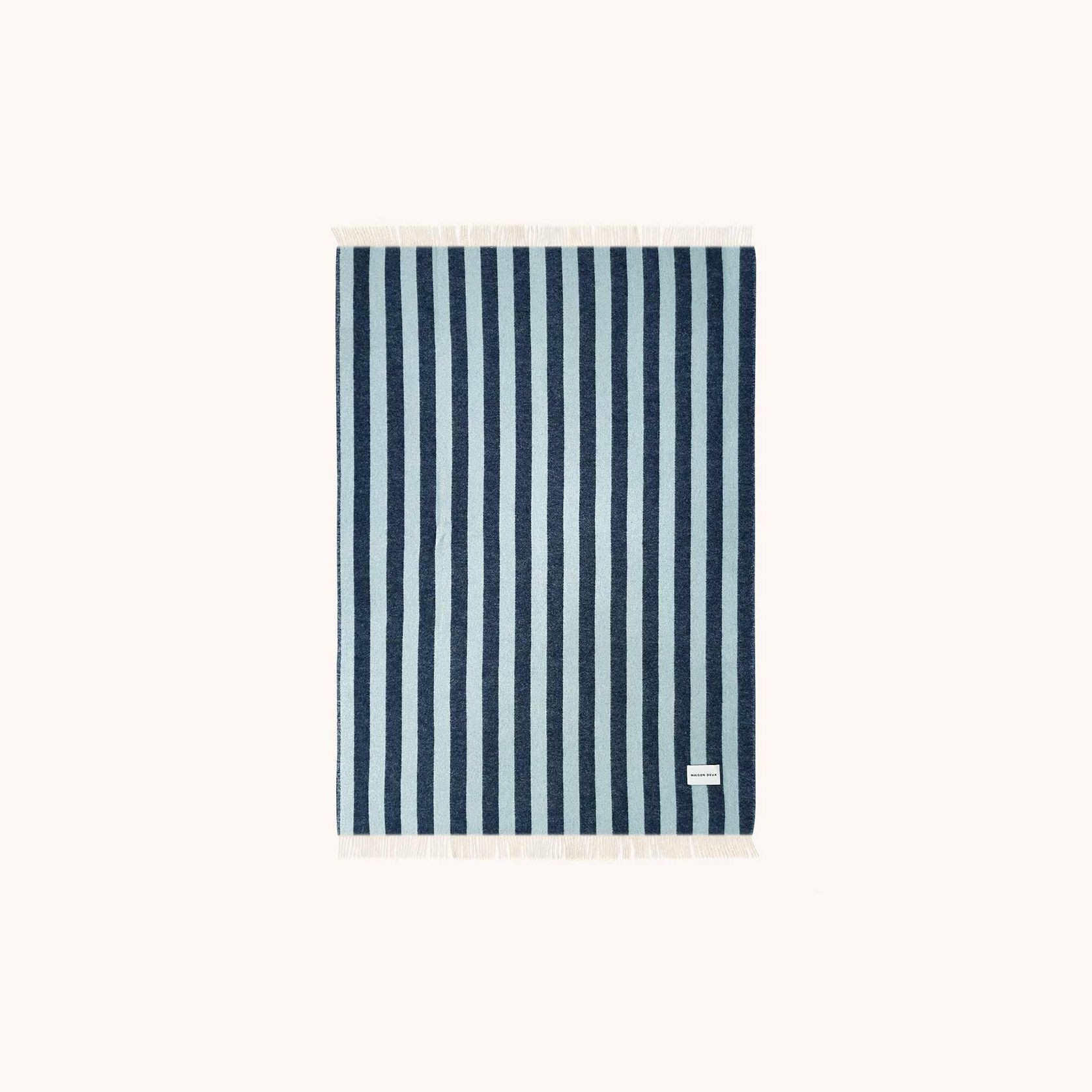 Maison Deux Candy Wrap - Navy Ice Blue | Large Reversible Wool Throw gallery detail image