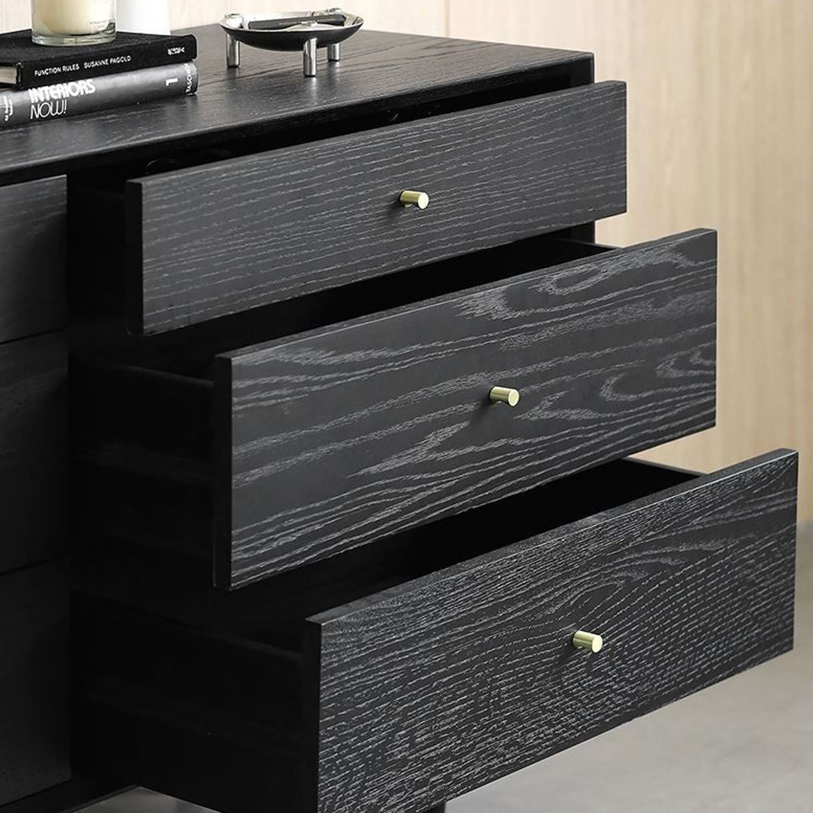 Boden Charcoal Solid Oak 6 Drawers Chest gallery detail image