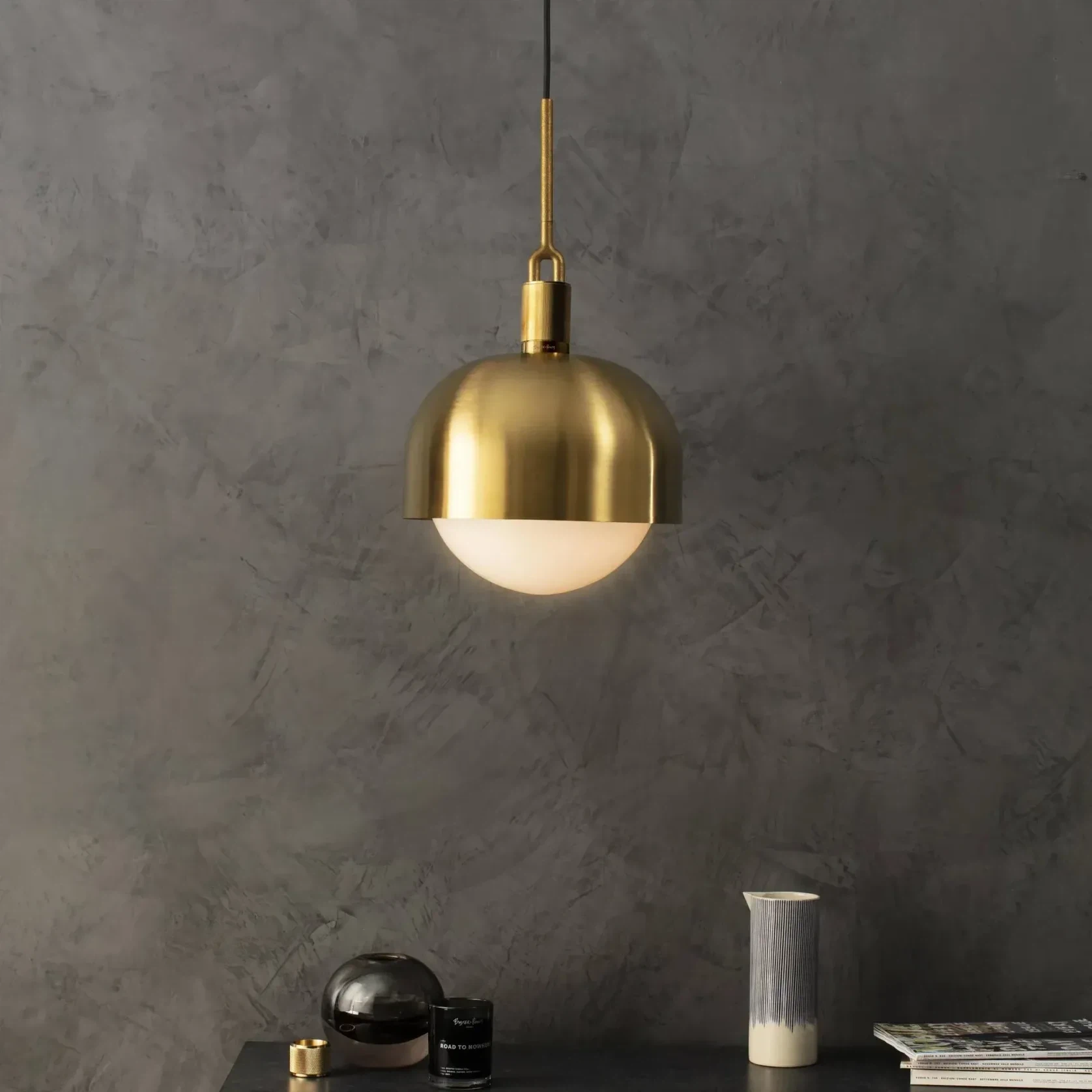 Forked Shade and Globe Pendant gallery detail image