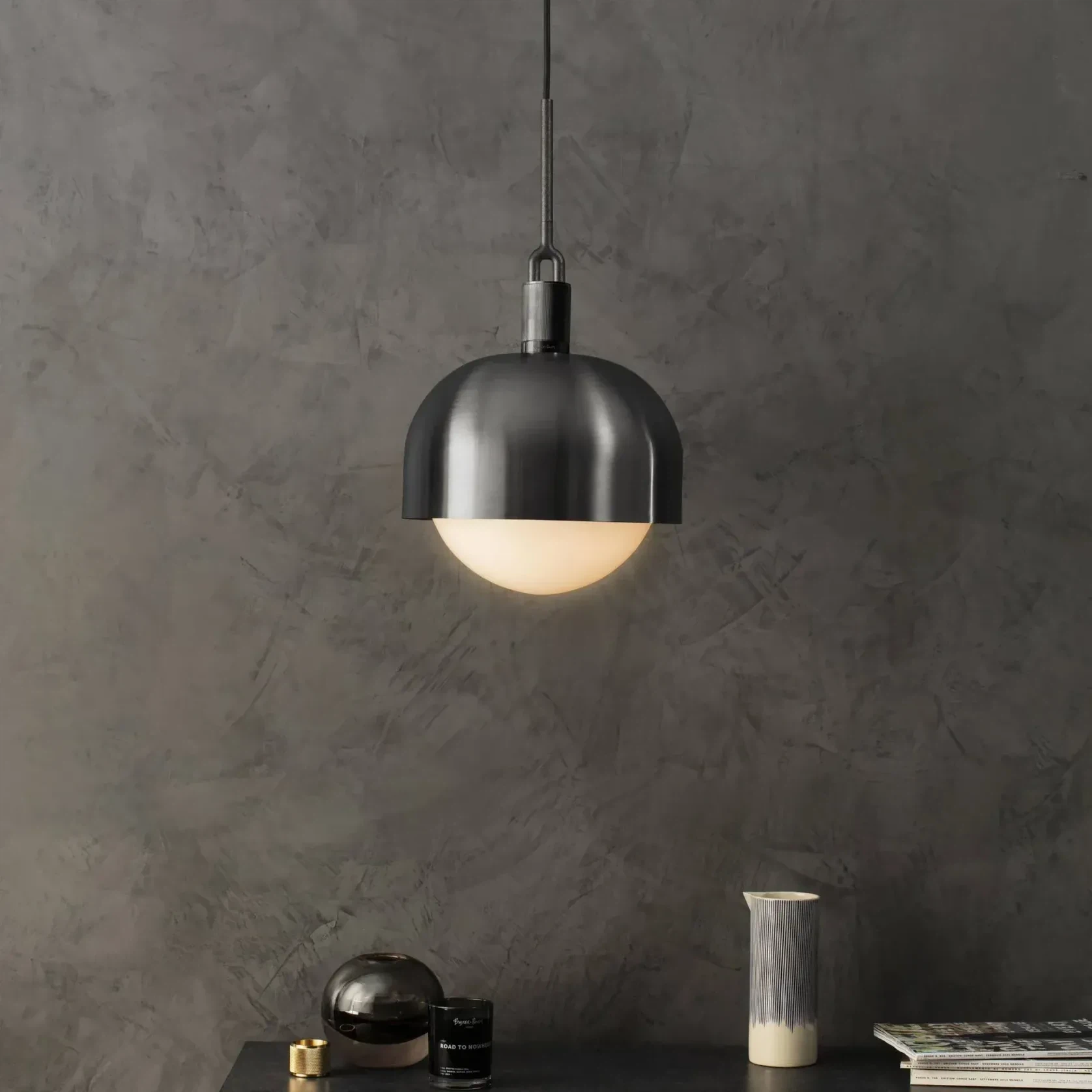 Forked Shade and Globe Pendant gallery detail image