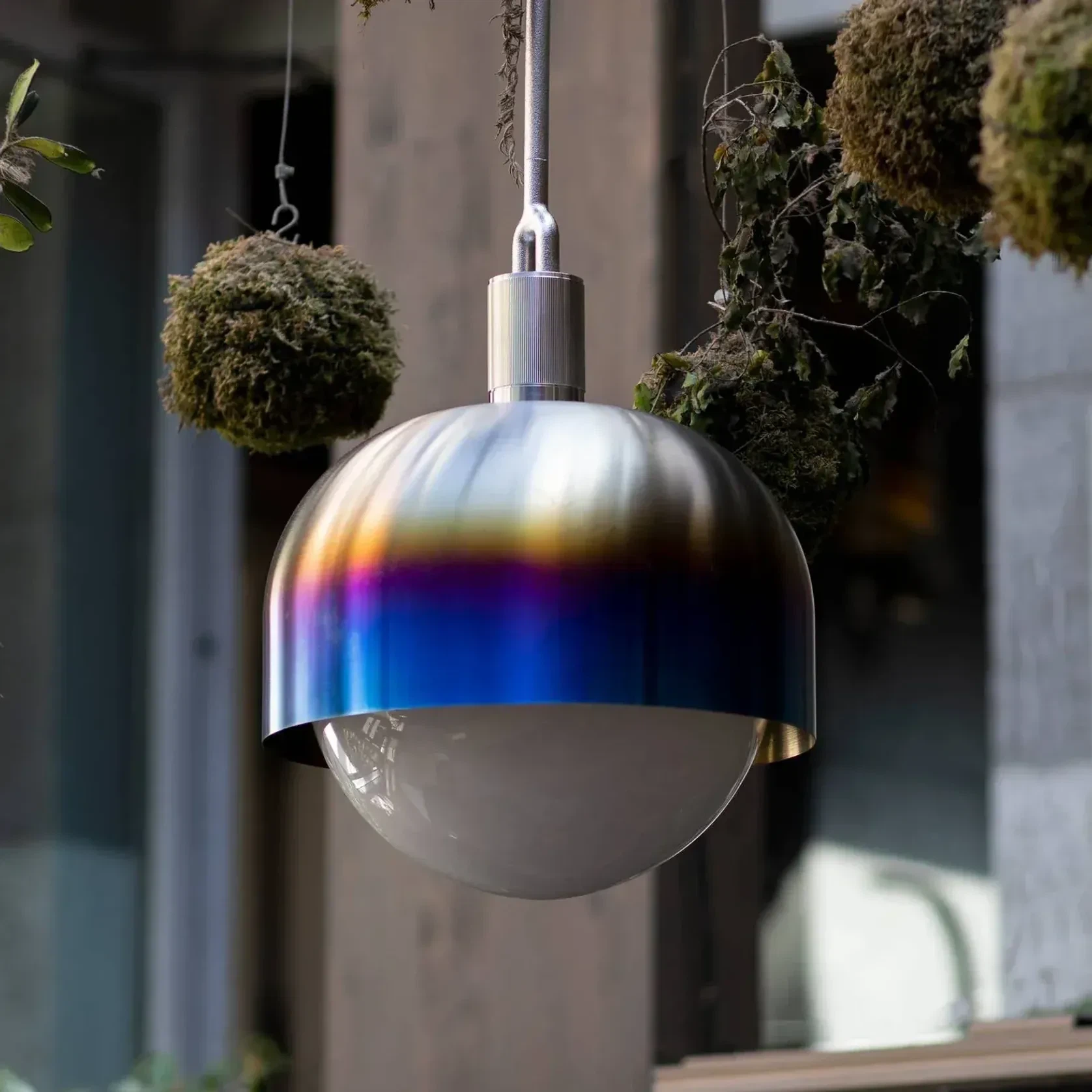 Forked Shade and Globe Pendant gallery detail image