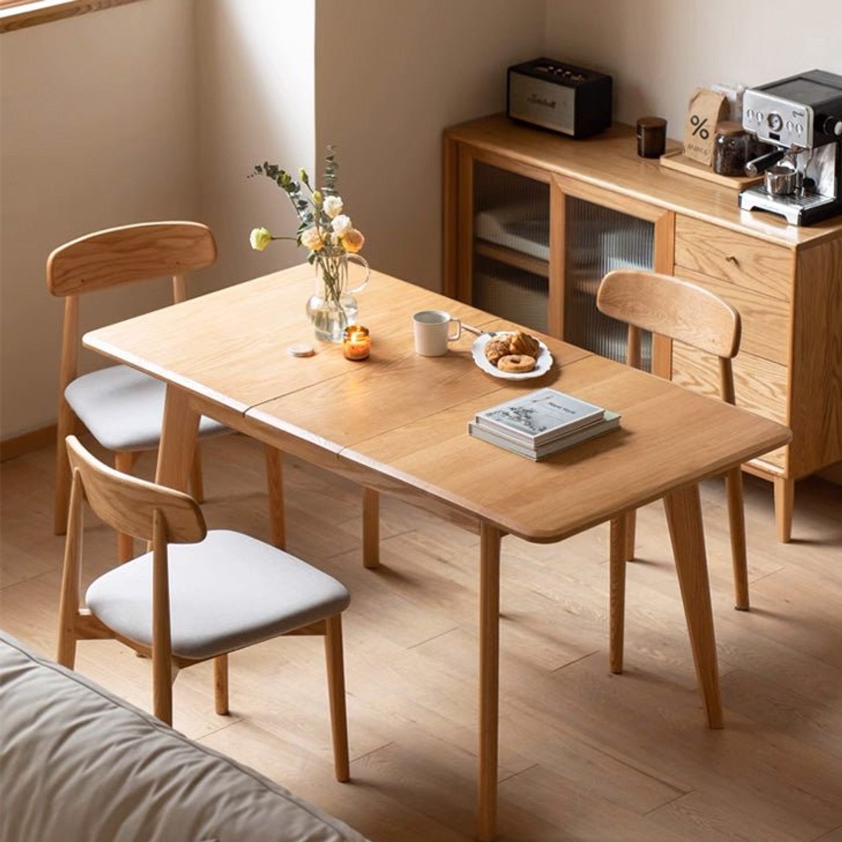 Bremen Natural Solid Oak Extending Dining Table gallery detail image