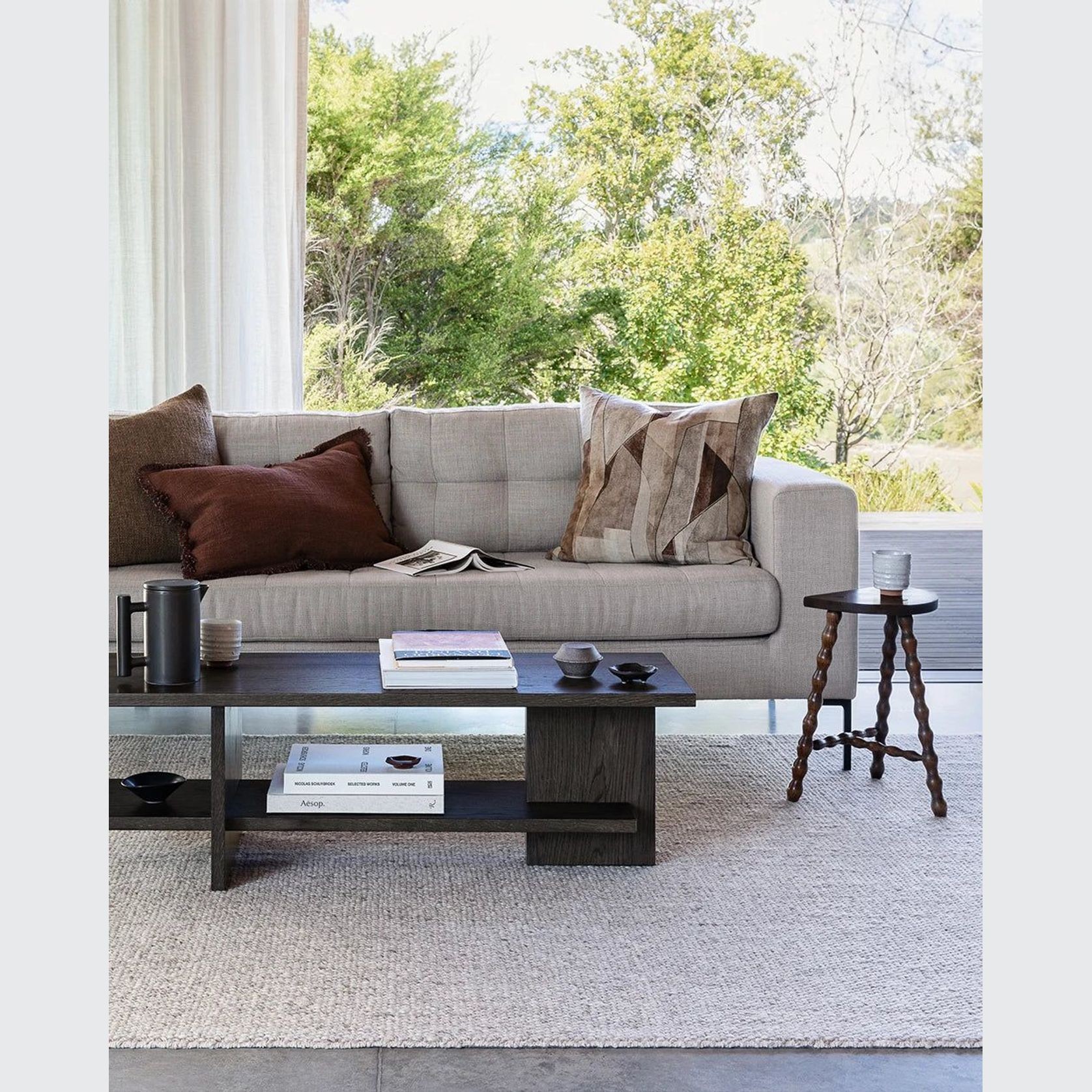 Baya Grove Linen Cushion - Brick | Abstract Print gallery detail image