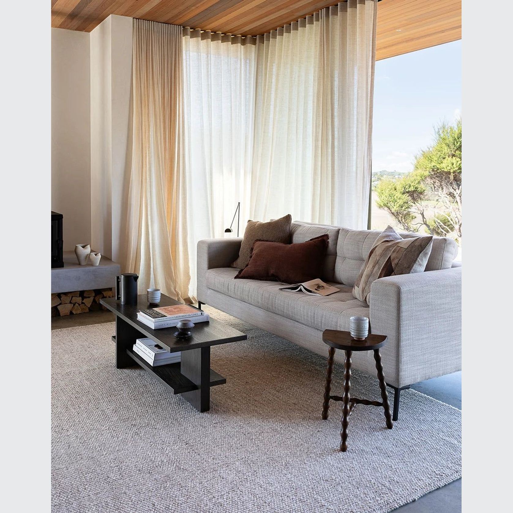 Baya Grove Linen Cushion - Brick | Abstract Print gallery detail image