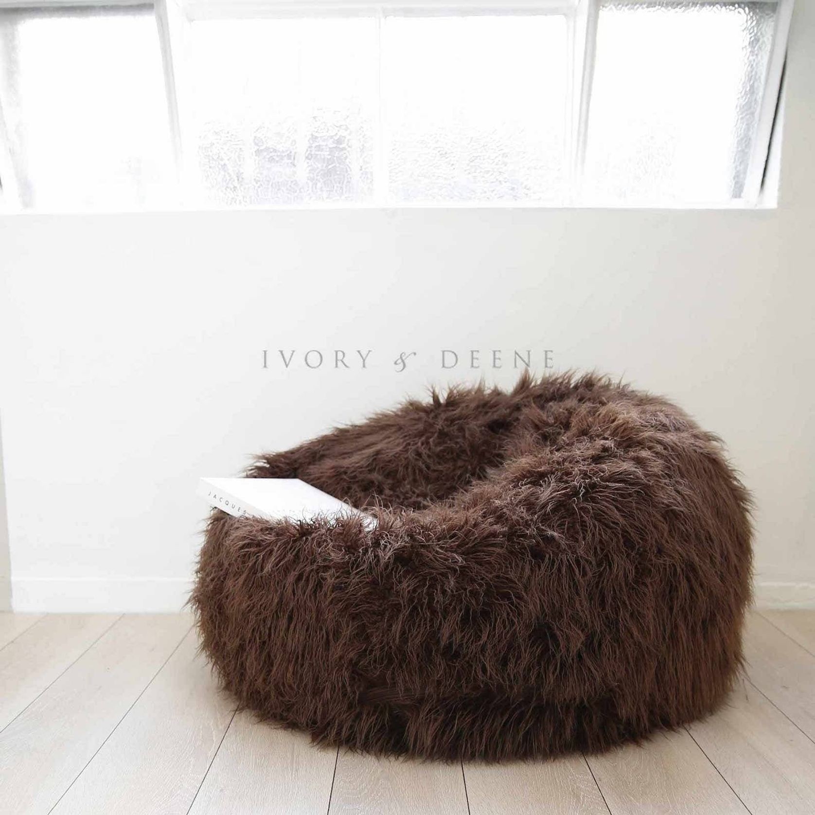 Fur Bean Bag - Chocolate Brown Shaggy gallery detail image
