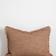 Baya Dover Cushion - Tan Brown | Lumbar with Fringe gallery detail image