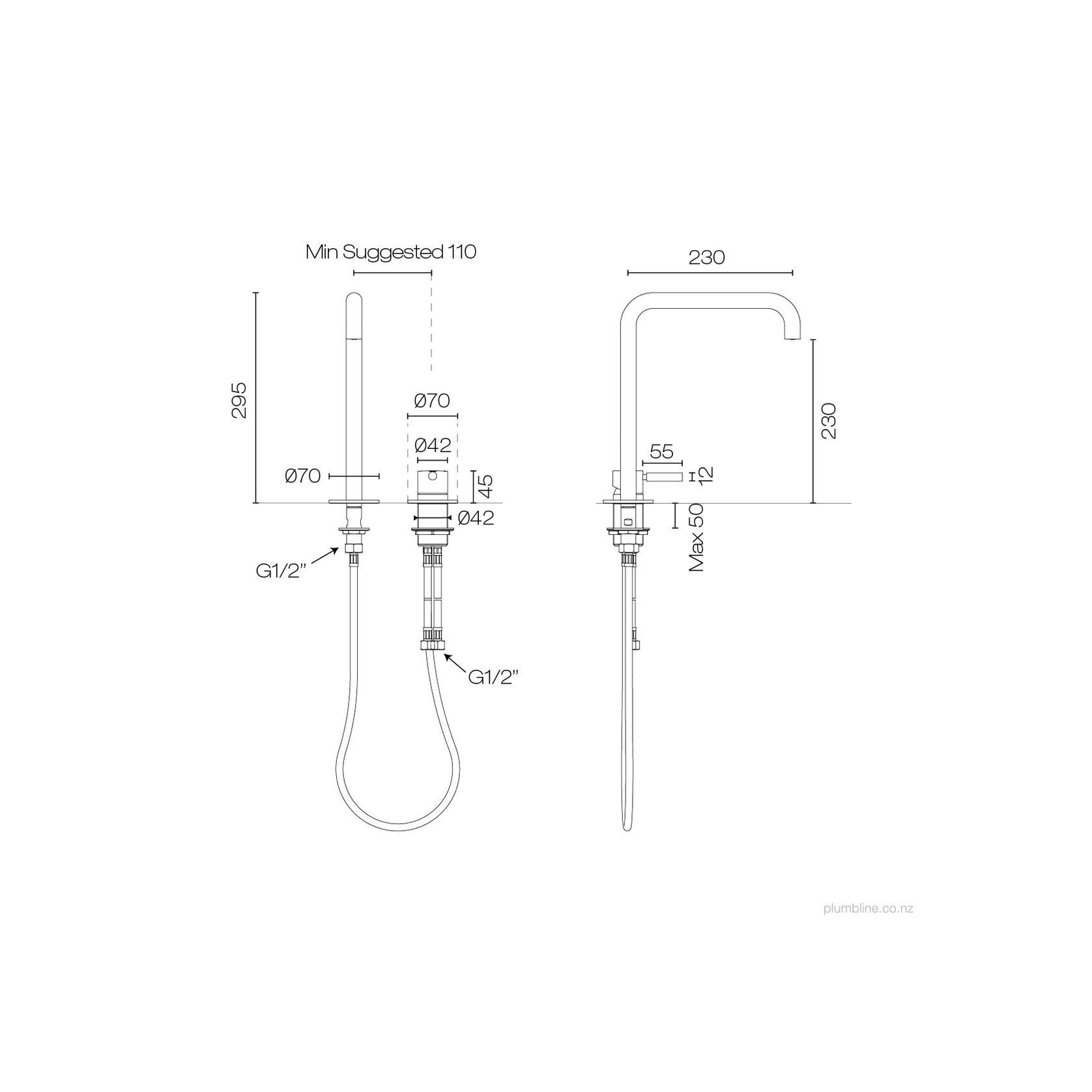 Buddy Pro Square 2 Hole High Mixer gallery detail image