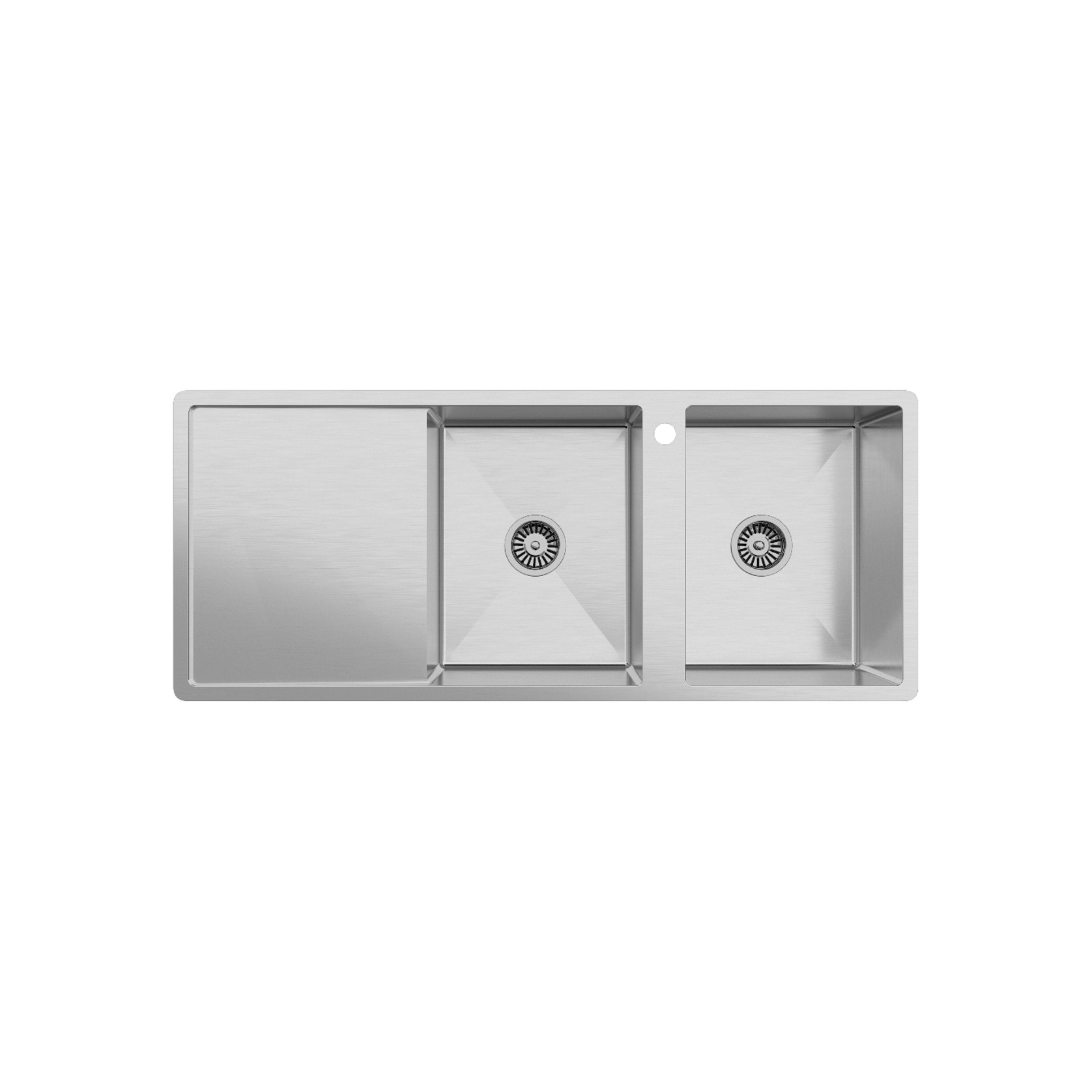 Theo 1200x500 Double Bowl with Drain Board Sink With Taphole Left Hand Drainboard gallery detail image