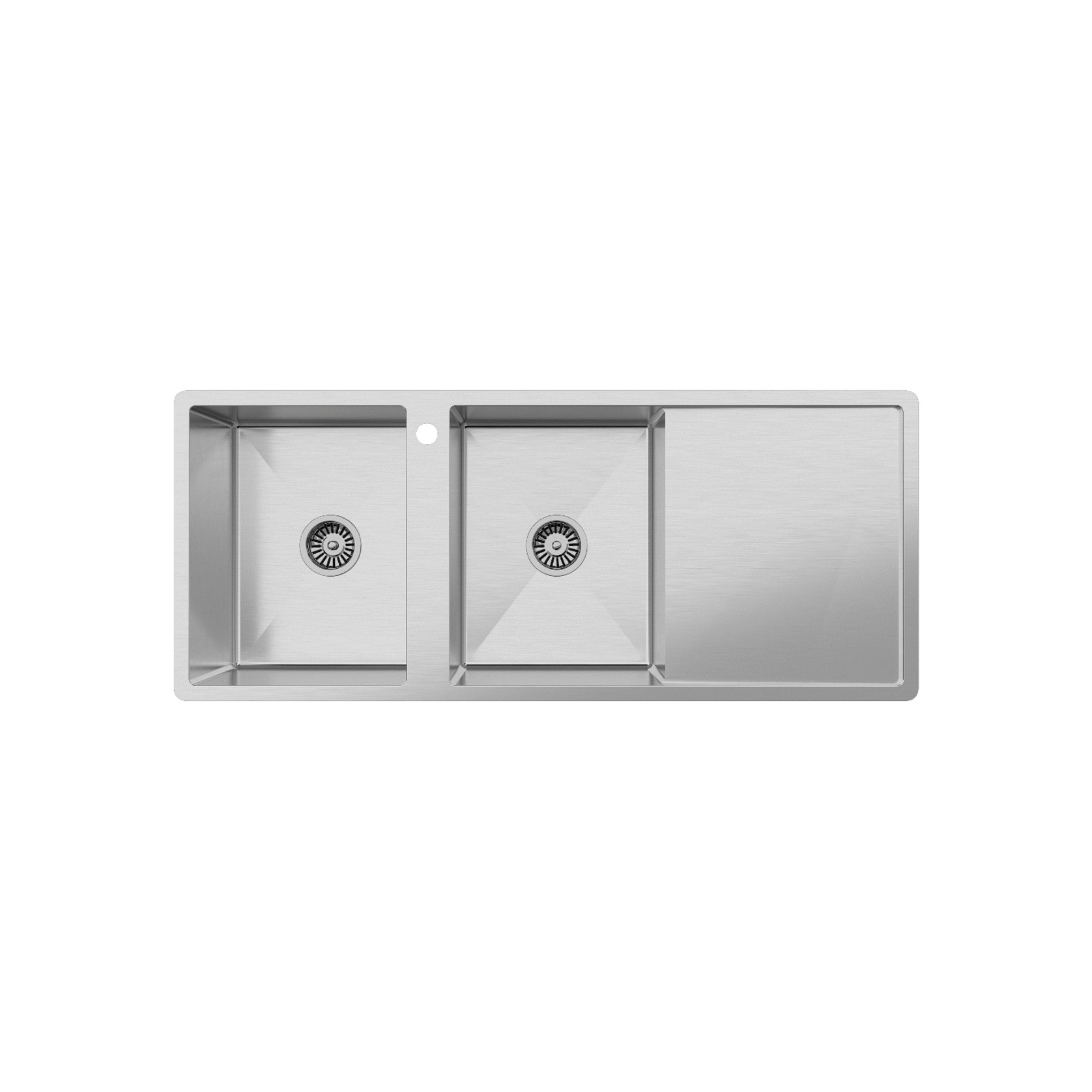 Theo 1200x500 Double Bowl with Drain Board Sink With Taphole Right Hand Drainboard gallery detail image