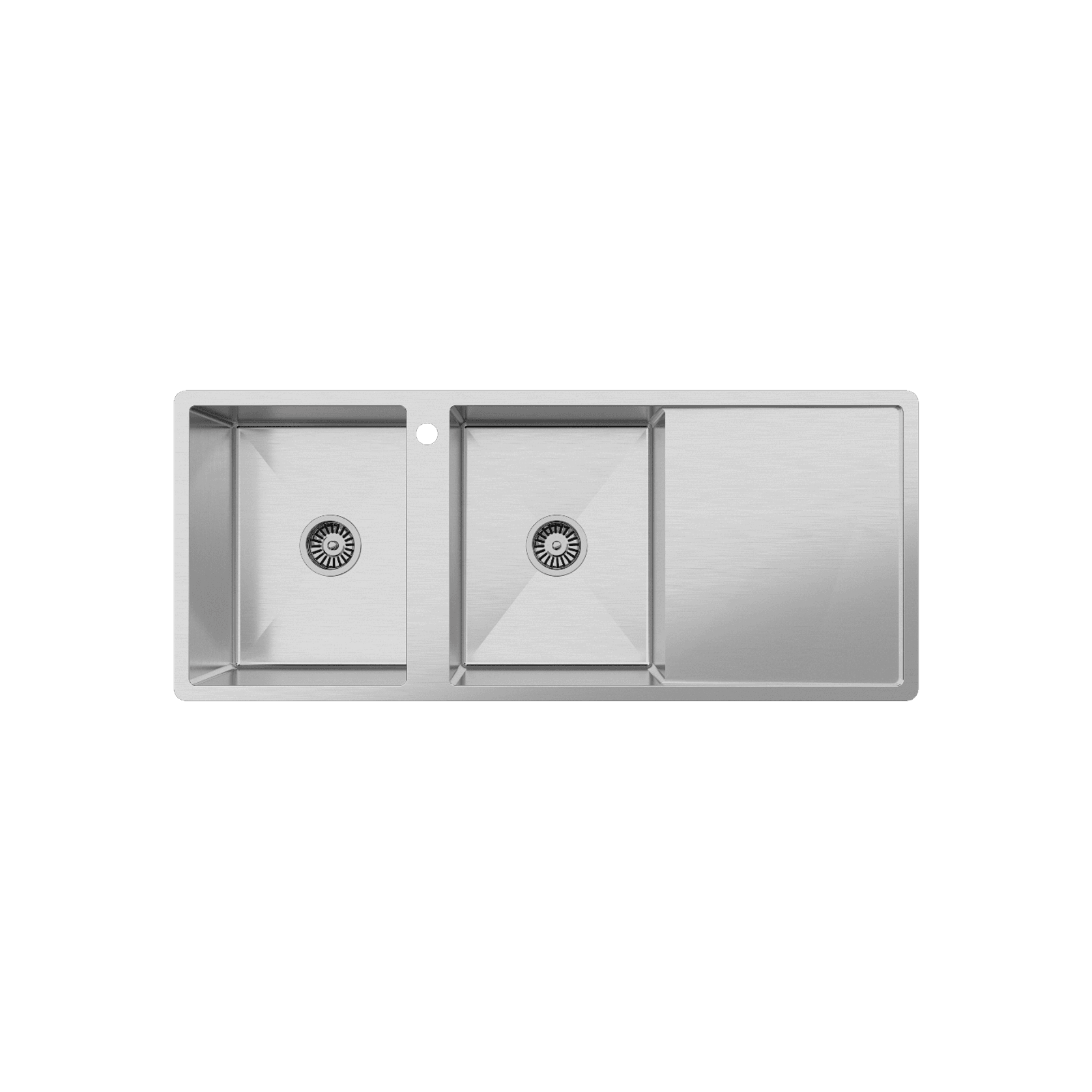 Theo 1200x500 Double Bowl with Drain Board Sink With Taphole Right Hand Drainboard gallery detail image