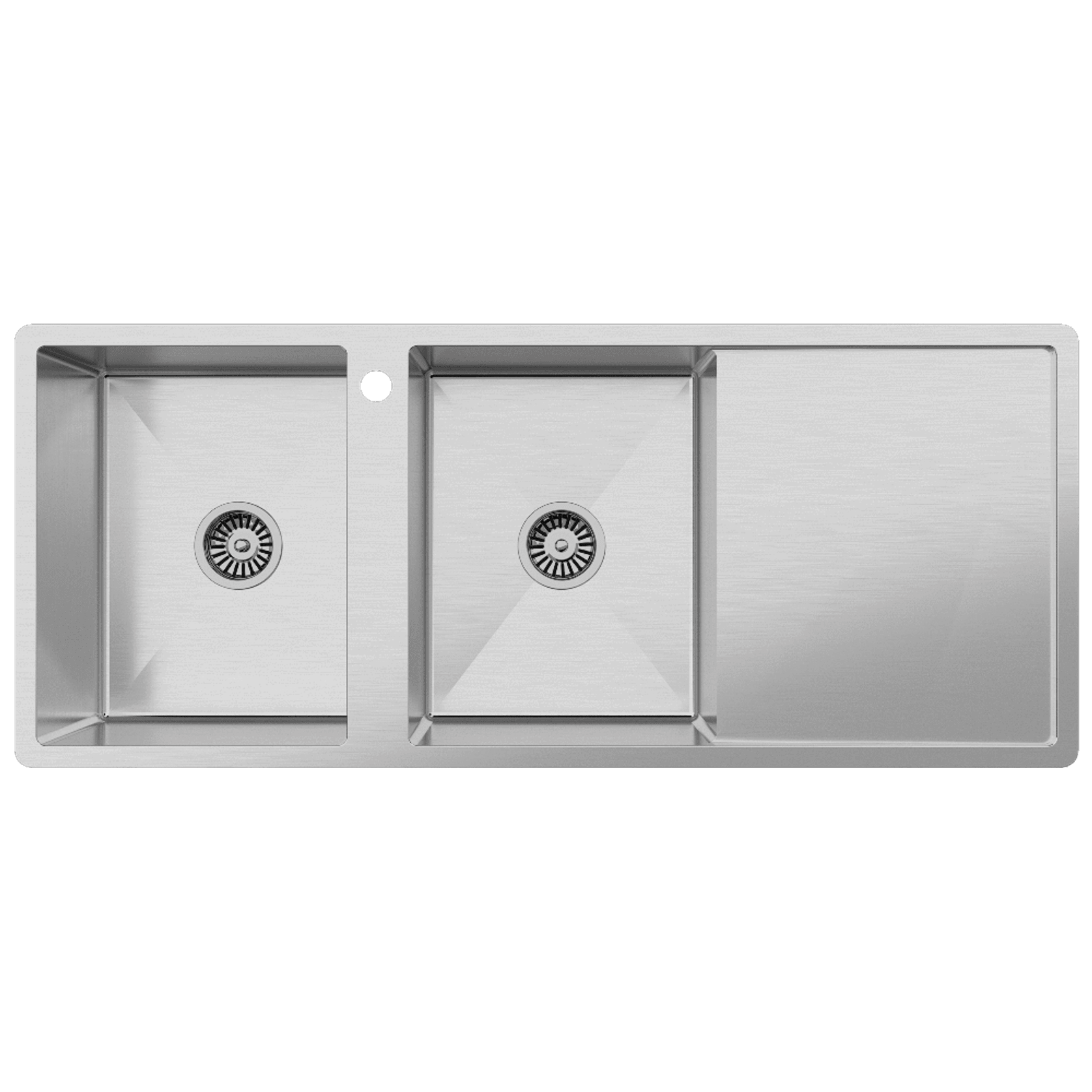 Theo 1200x500 Double Bowl with Drain Board Sink With Taphole Right Hand Drainboard gallery detail image