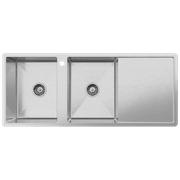 Theo 1200x500 Double Bowl with Drain Board Sink With Taphole Right Hand Drainboard gallery detail image