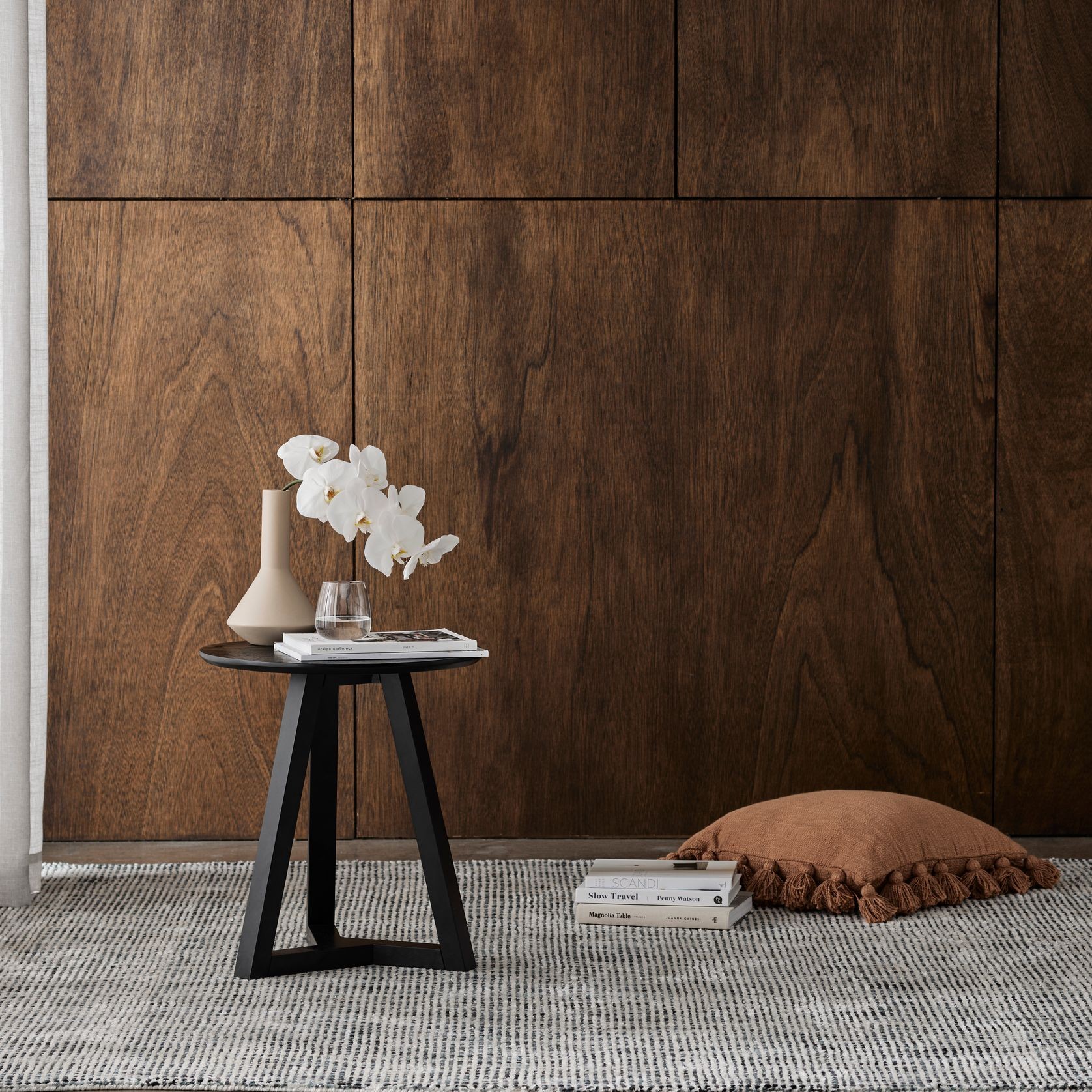 Cannes Round Hardwood Side Table | Black gallery detail image