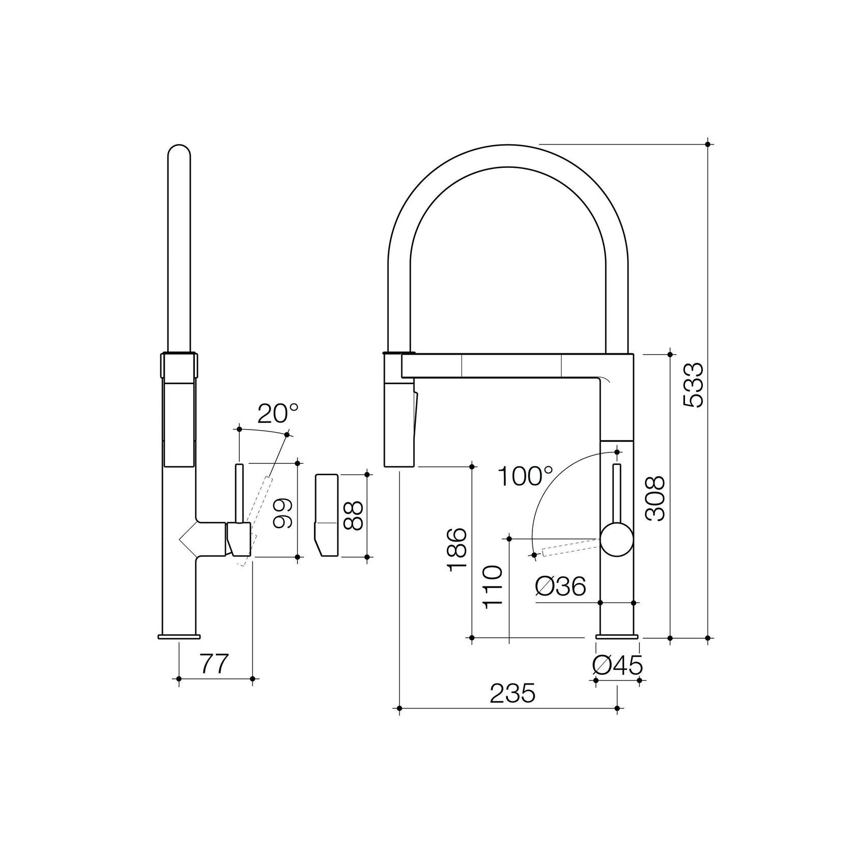 Caroma Liano II Pull Down Sink Mixer - Black Matte gallery detail image