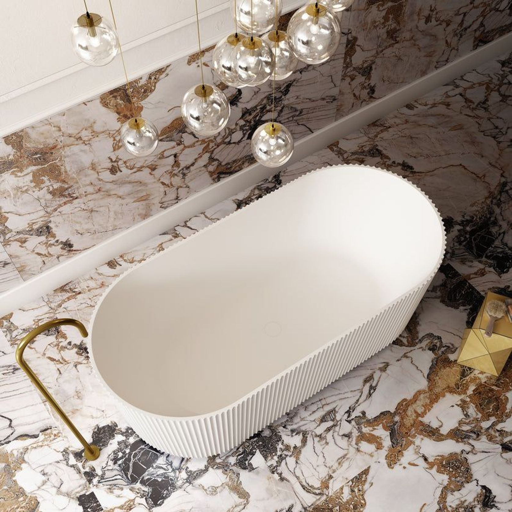 V-Groove Round Bath Matte White gallery detail image