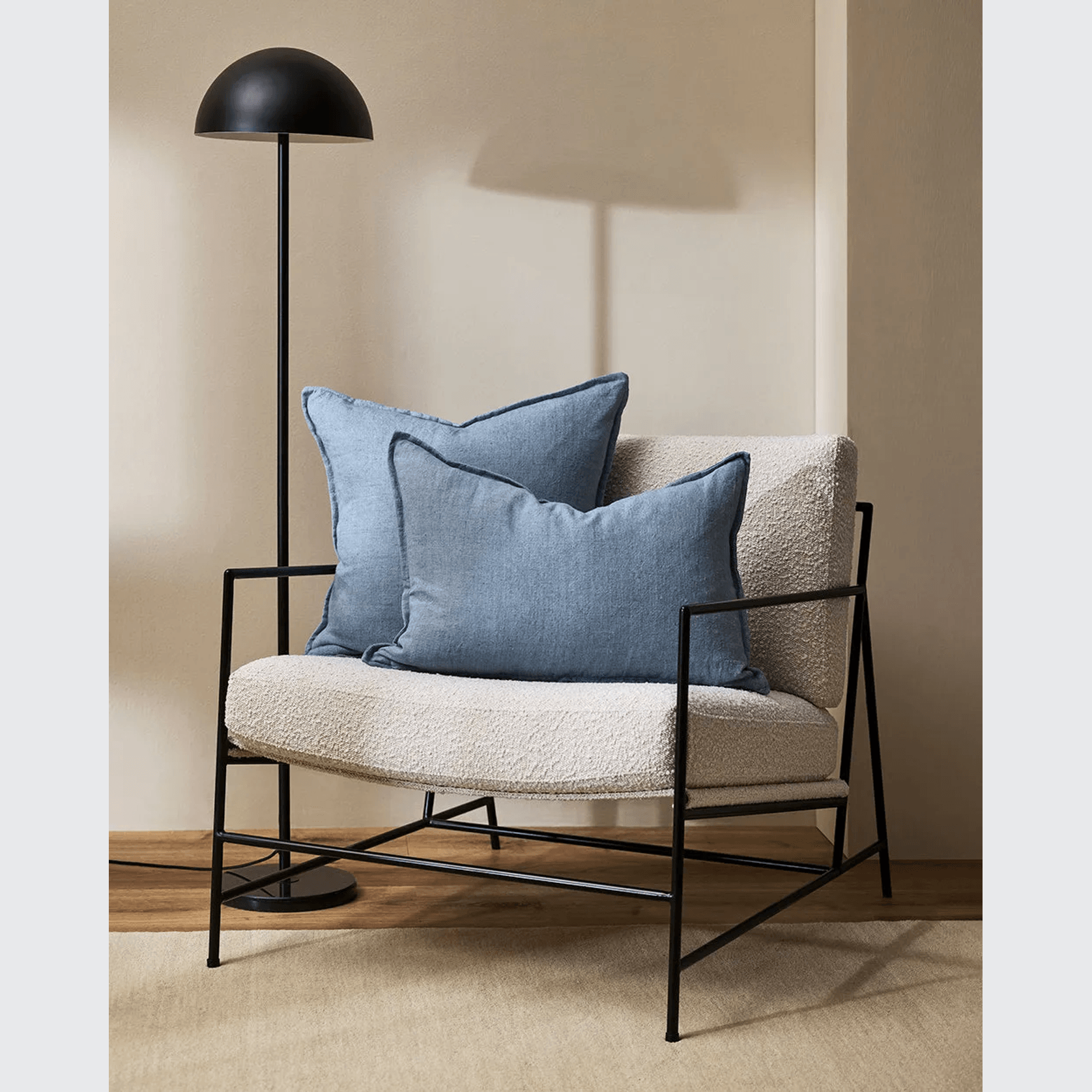 Baya Cassia Handwoven 100% Linen Cushion - Chambray | Square gallery detail image