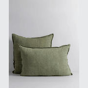Baya Cassia Handwoven 100% Linen Cushion - Moss | Square gallery detail image